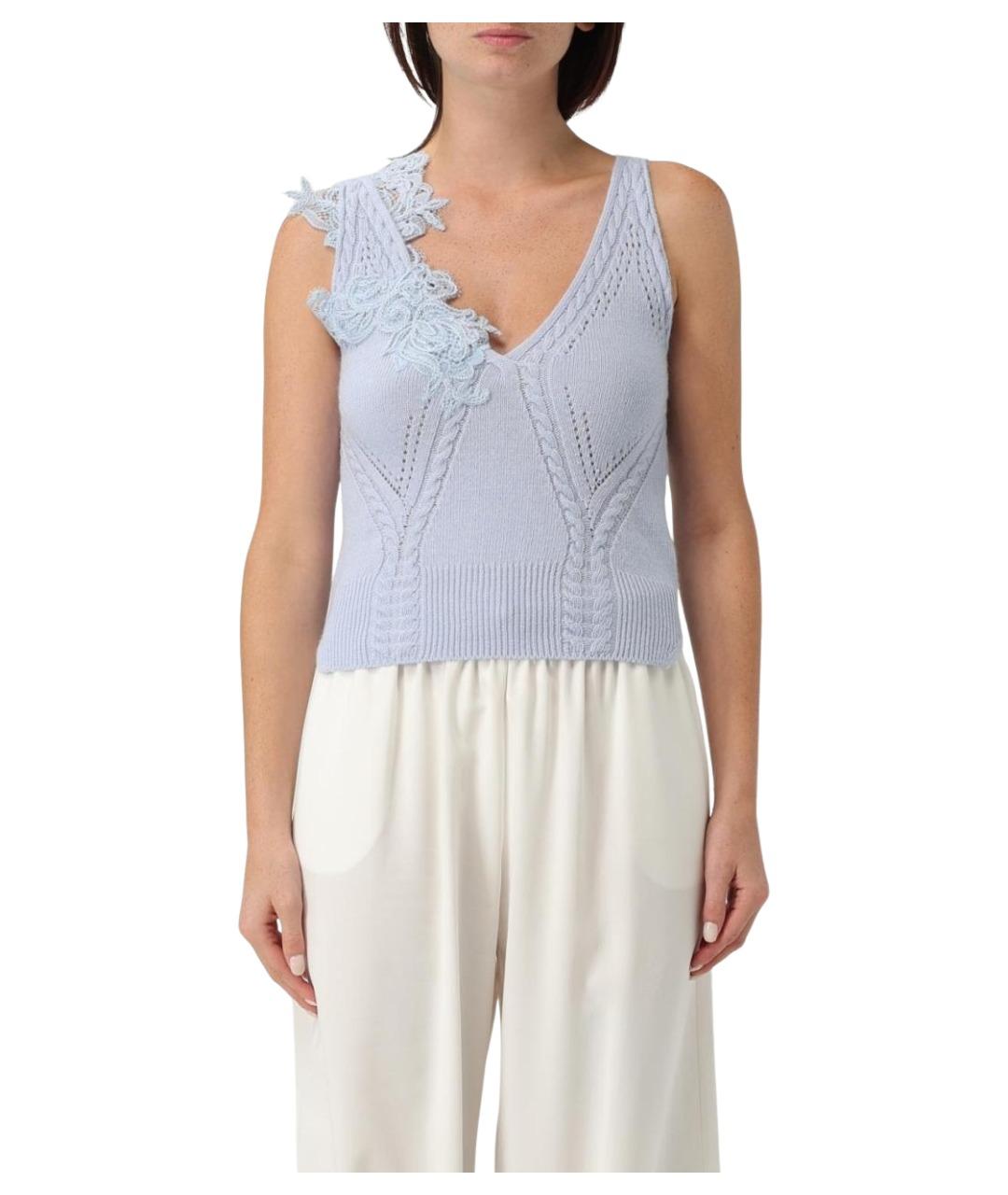 ERMANNO SCERVINO Голубая шерстяная майка, фото 1