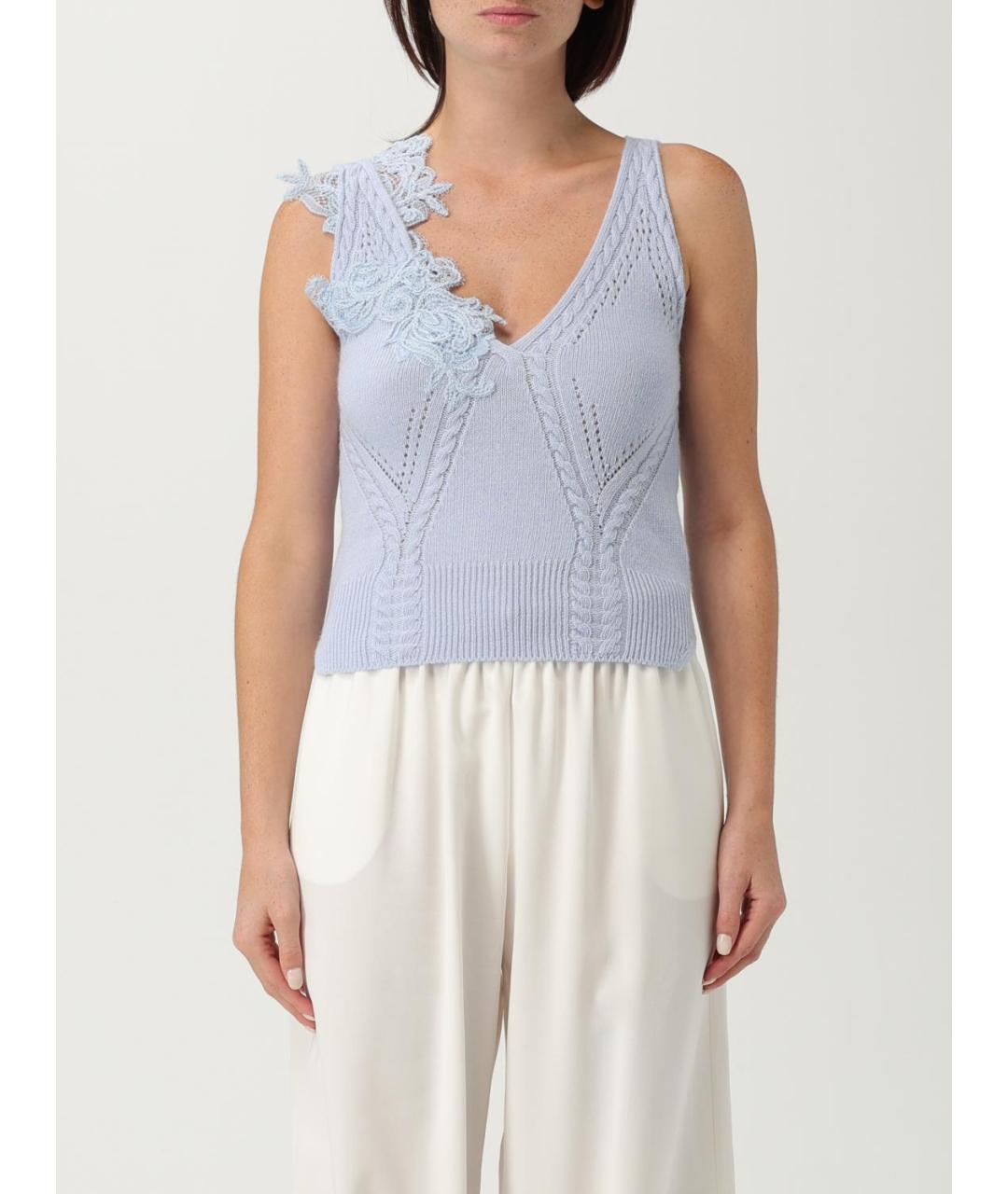 ERMANNO SCERVINO Голубая шерстяная майка, фото 6