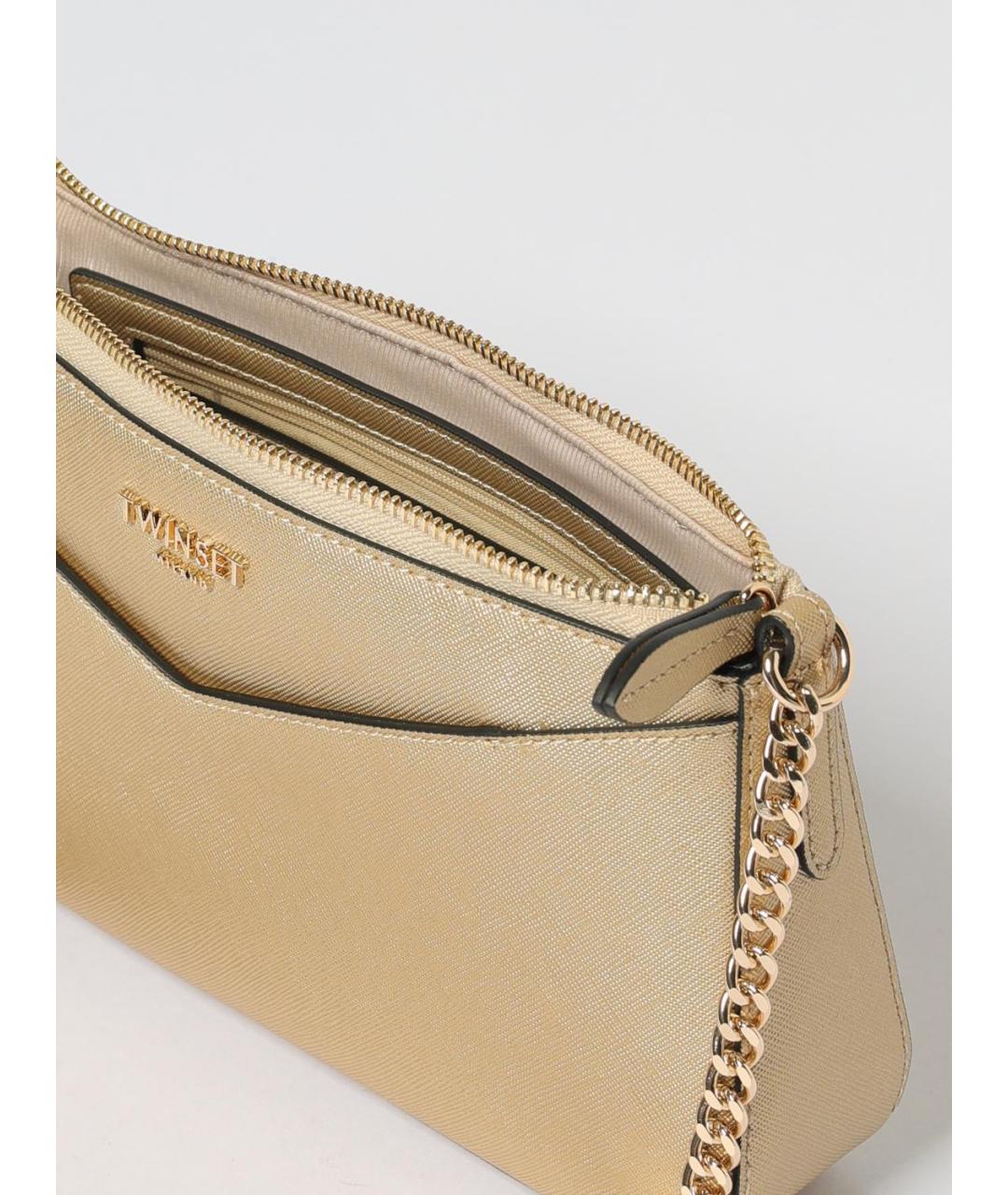 TWIN-SET Золотая сумка через плечо из искусственной кожи, фото 3
