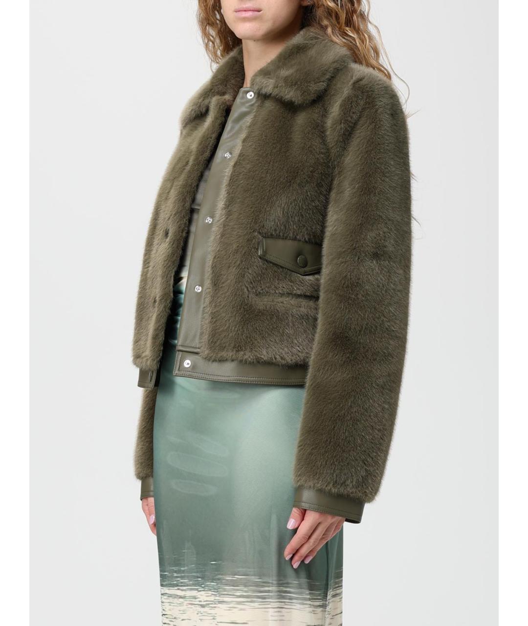 PATRIZIA PEPE Хаки полиэстеровая куртка, фото 3