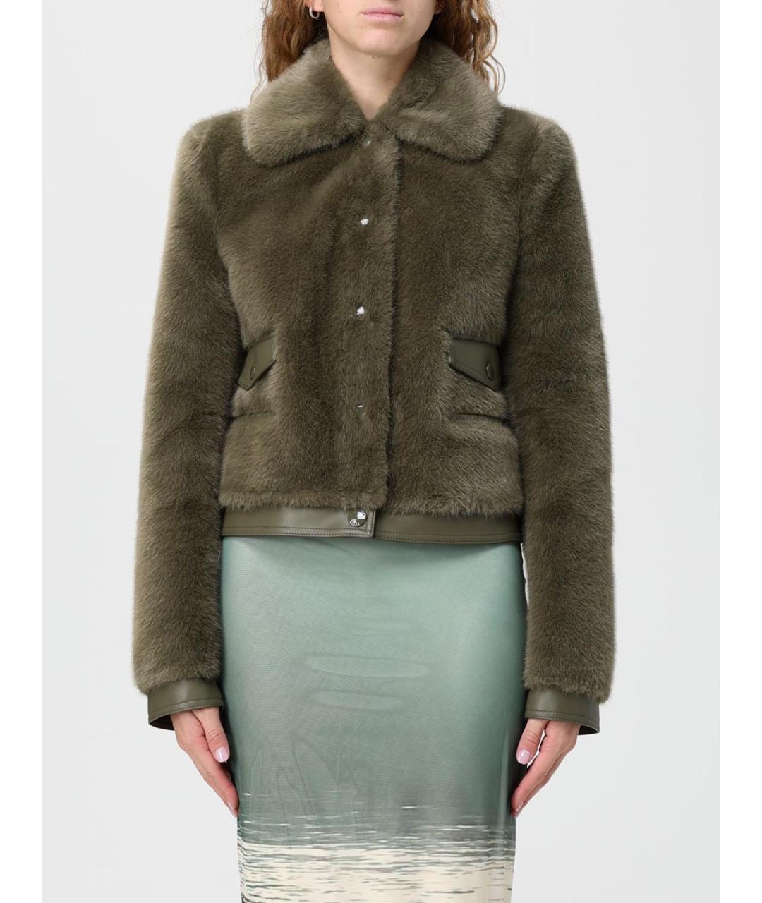 PATRIZIA PEPE Хаки полиэстеровая куртка, фото 5