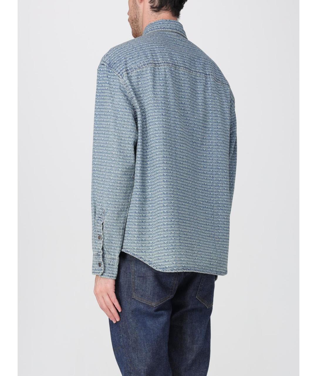 EMPORIO ARMANI Синяя хлопковая кэжуал рубашка, фото 2