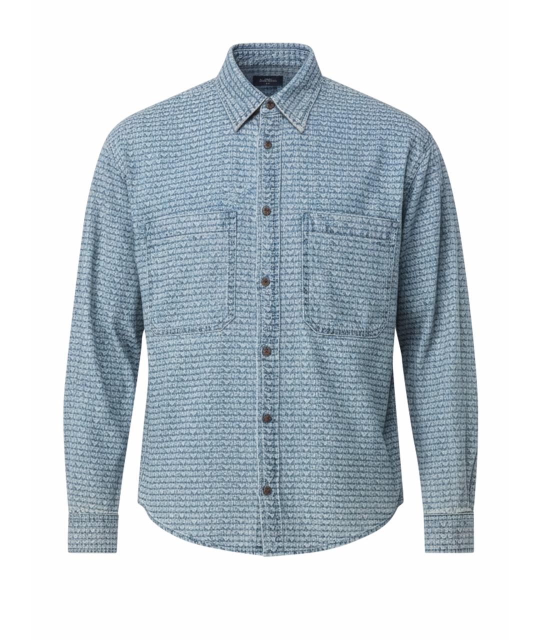 EMPORIO ARMANI Синяя хлопковая кэжуал рубашка, фото 1