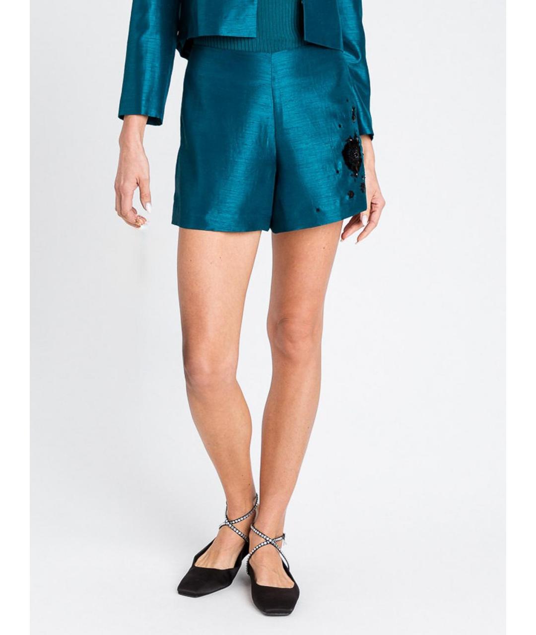 TWIN-SET Бирюзовые полиэстеровые шорты, фото 4