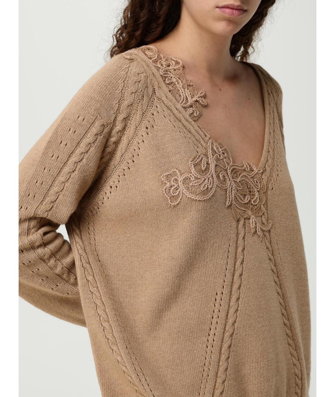 ERMANNO SCERVINO Бежевый шерстяной джемпер / свитер, фото 5