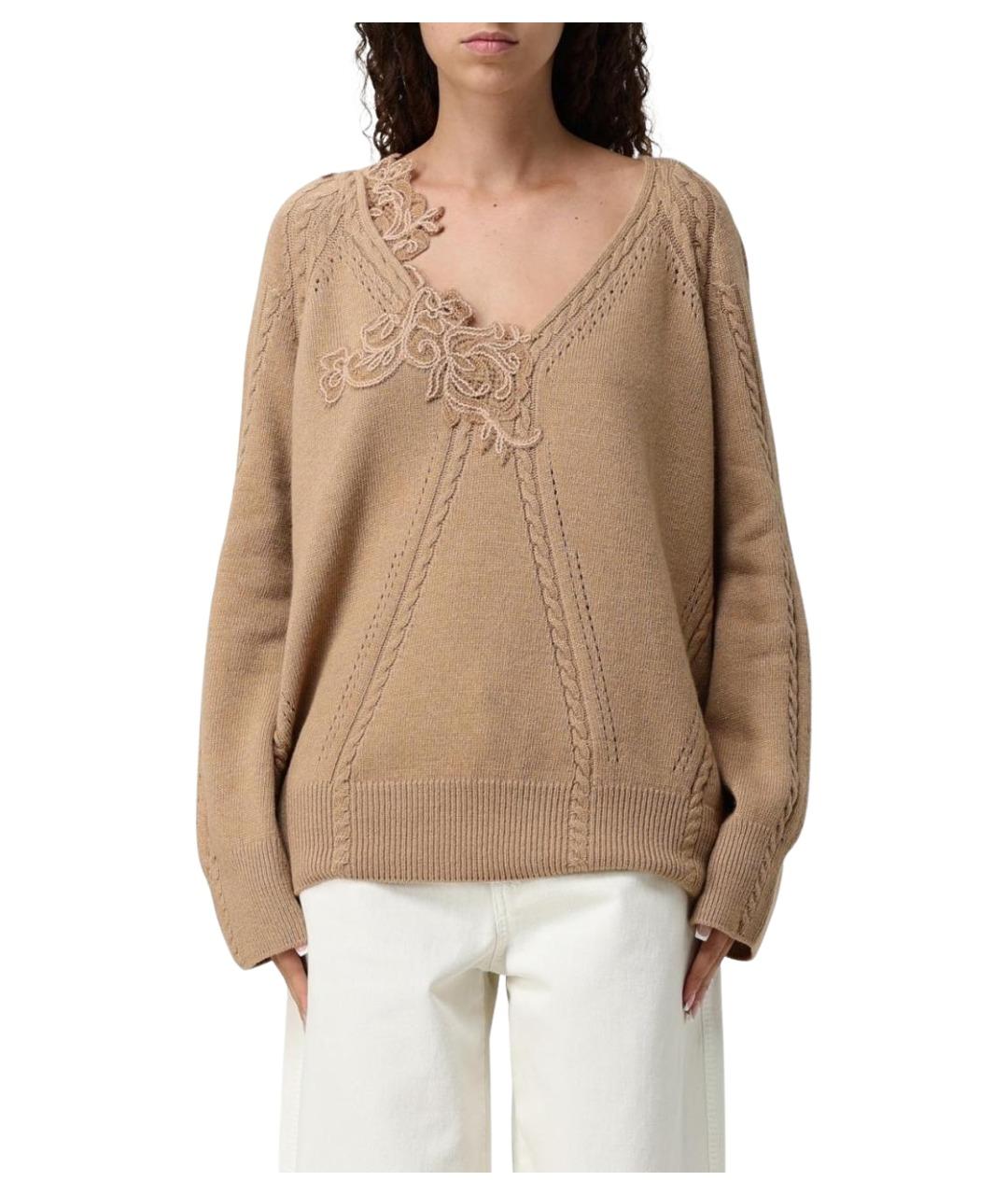 ERMANNO SCERVINO Бежевый шерстяной джемпер / свитер, фото 1