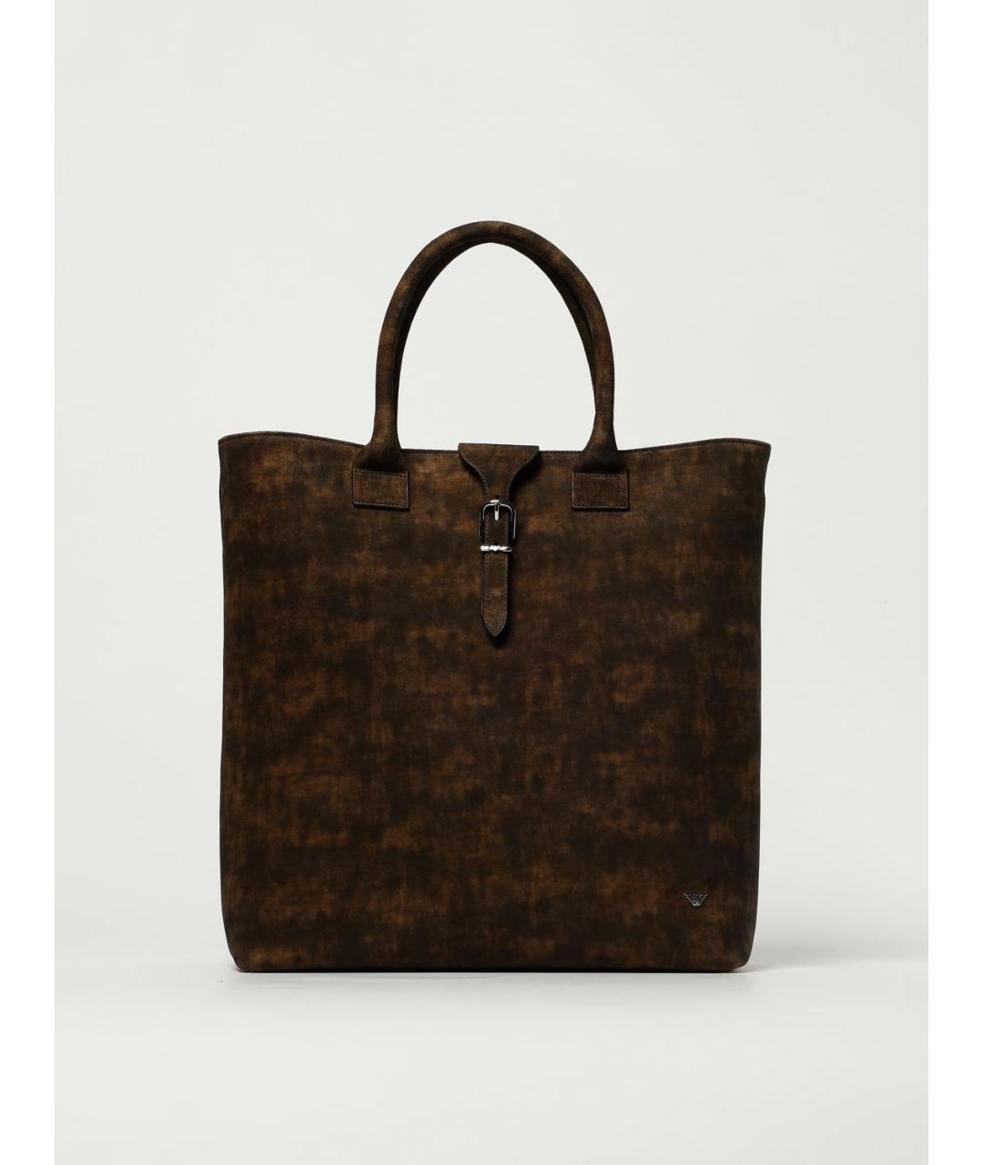 EMPORIO ARMANI Коричневая кожаная сумка тоут, фото 4