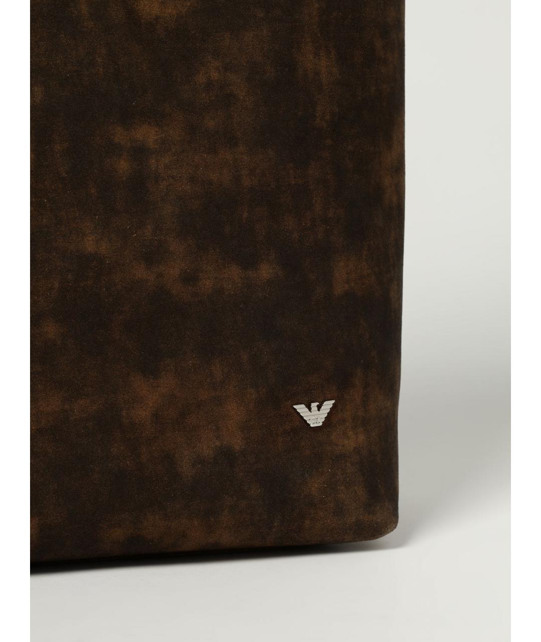 EMPORIO ARMANI Коричневая кожаная сумка тоут, фото 3