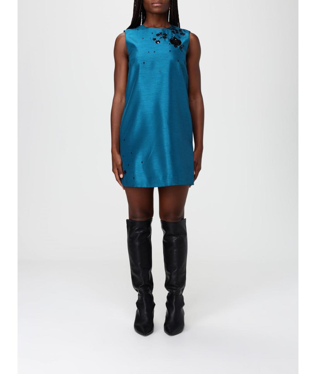 TWIN-SET Синее полиэстеровое повседневное платье, фото 4