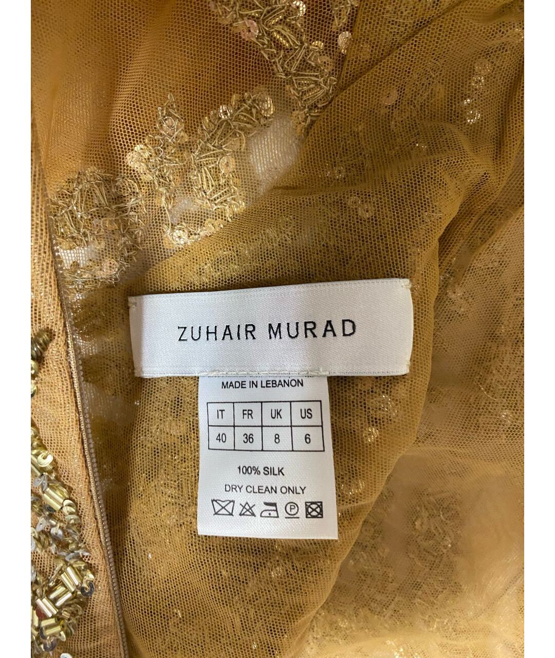 ZUHAIR MURAD Золотое шелковое повседневное платье, фото 3