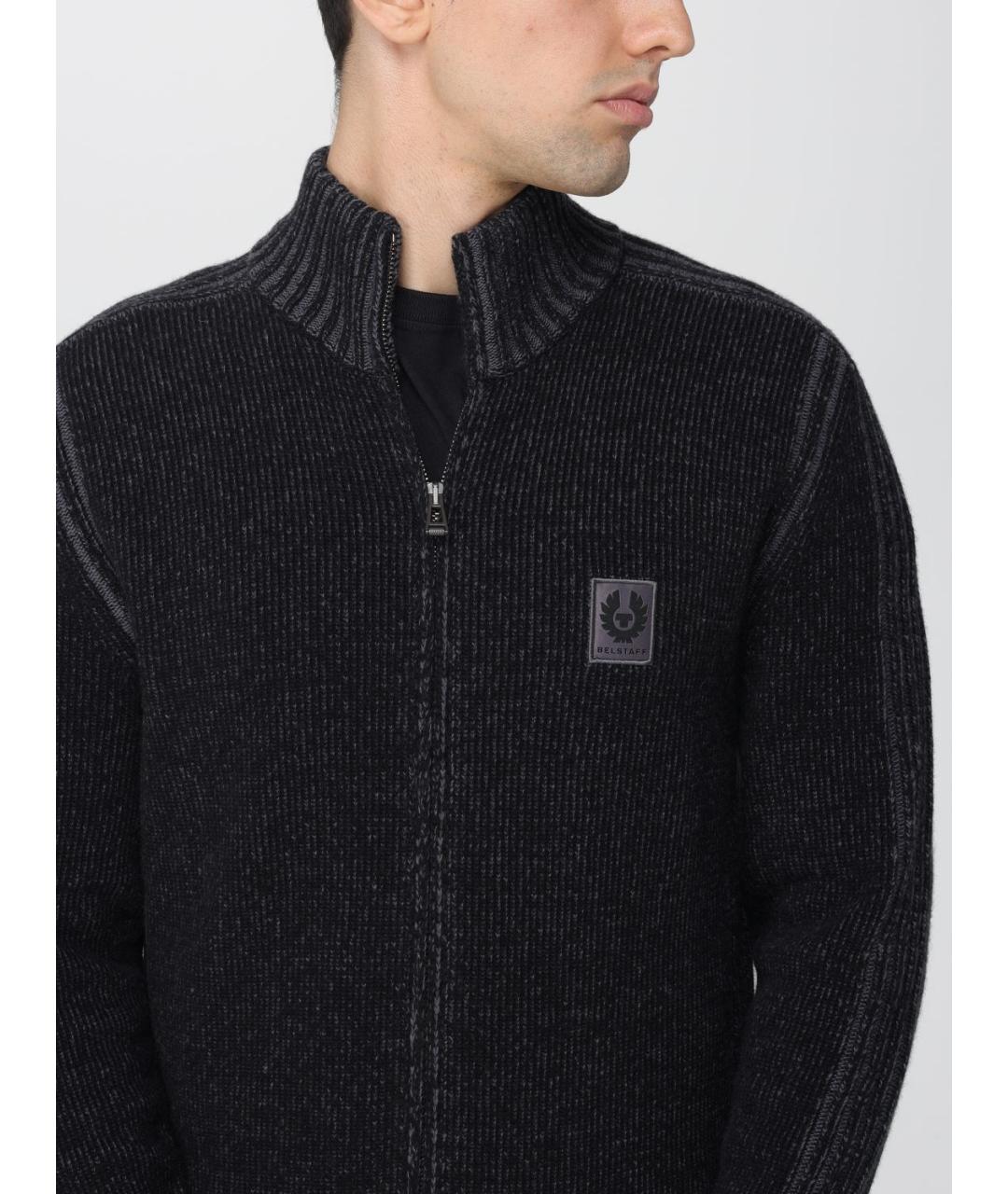 BELSTAFF Черный шерстяной кардиган, фото 4
