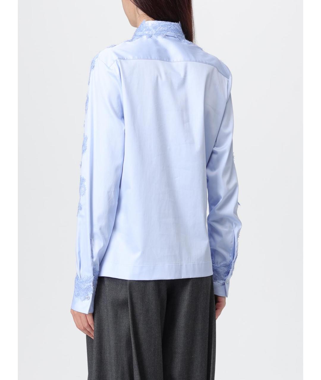 ERMANNO SCERVINO Голубая хлопко-эластановая рубашка, фото 3