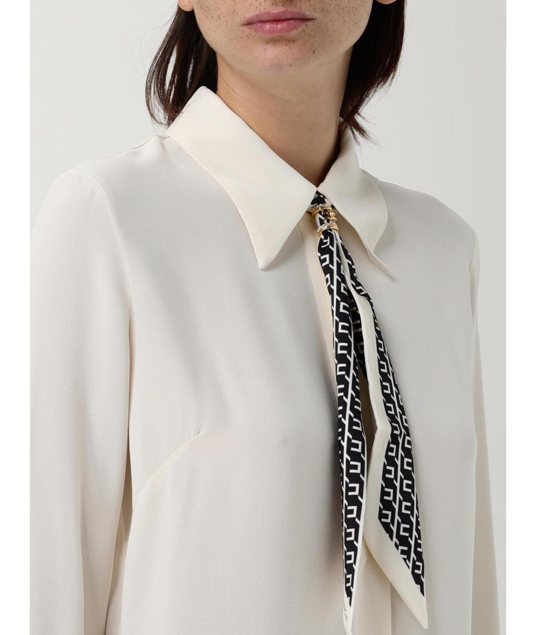 ELISABETTA FRANCHI Бежевая вискозная рубашка, фото 3