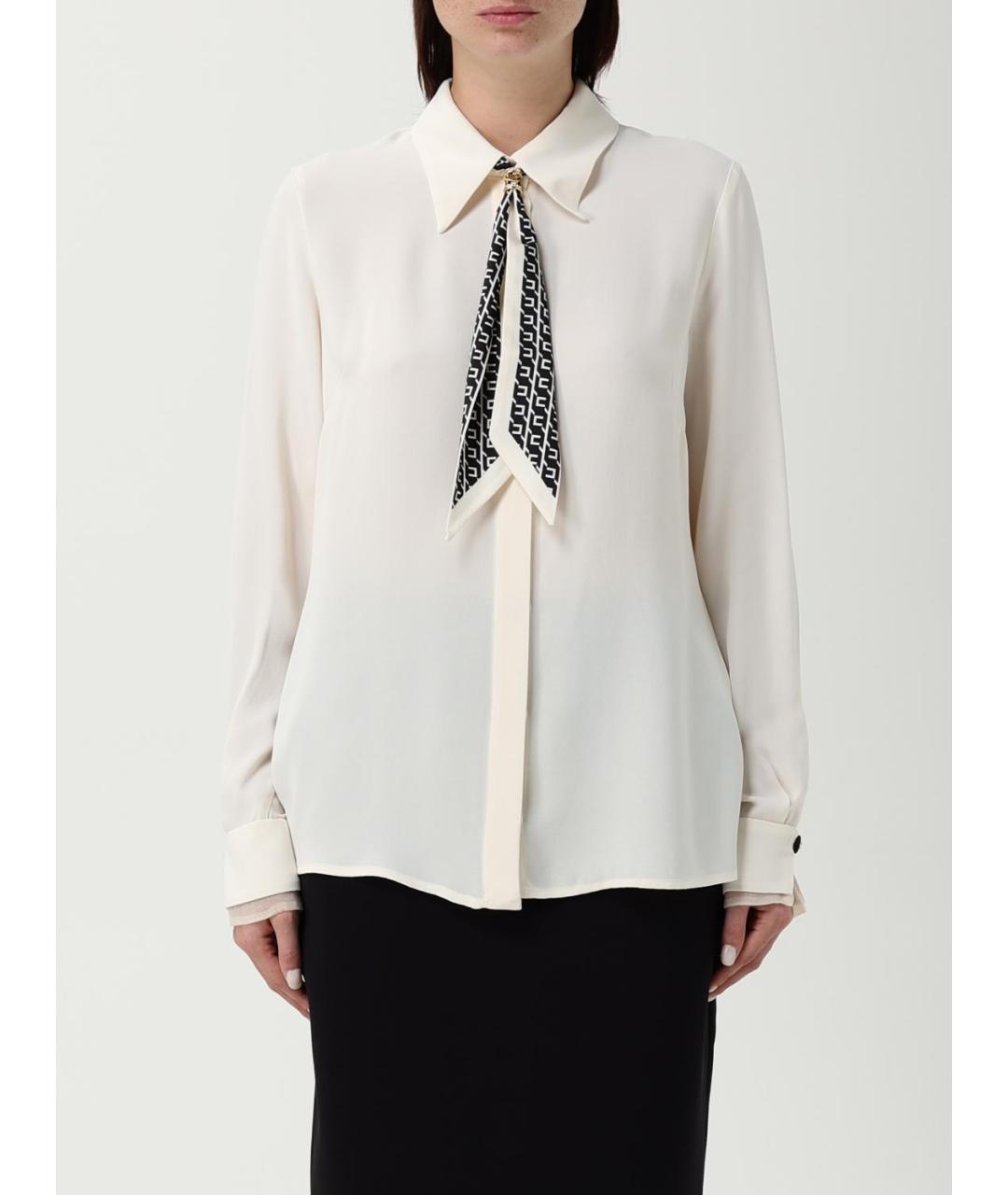 ELISABETTA FRANCHI Бежевая вискозная рубашка, фото 4