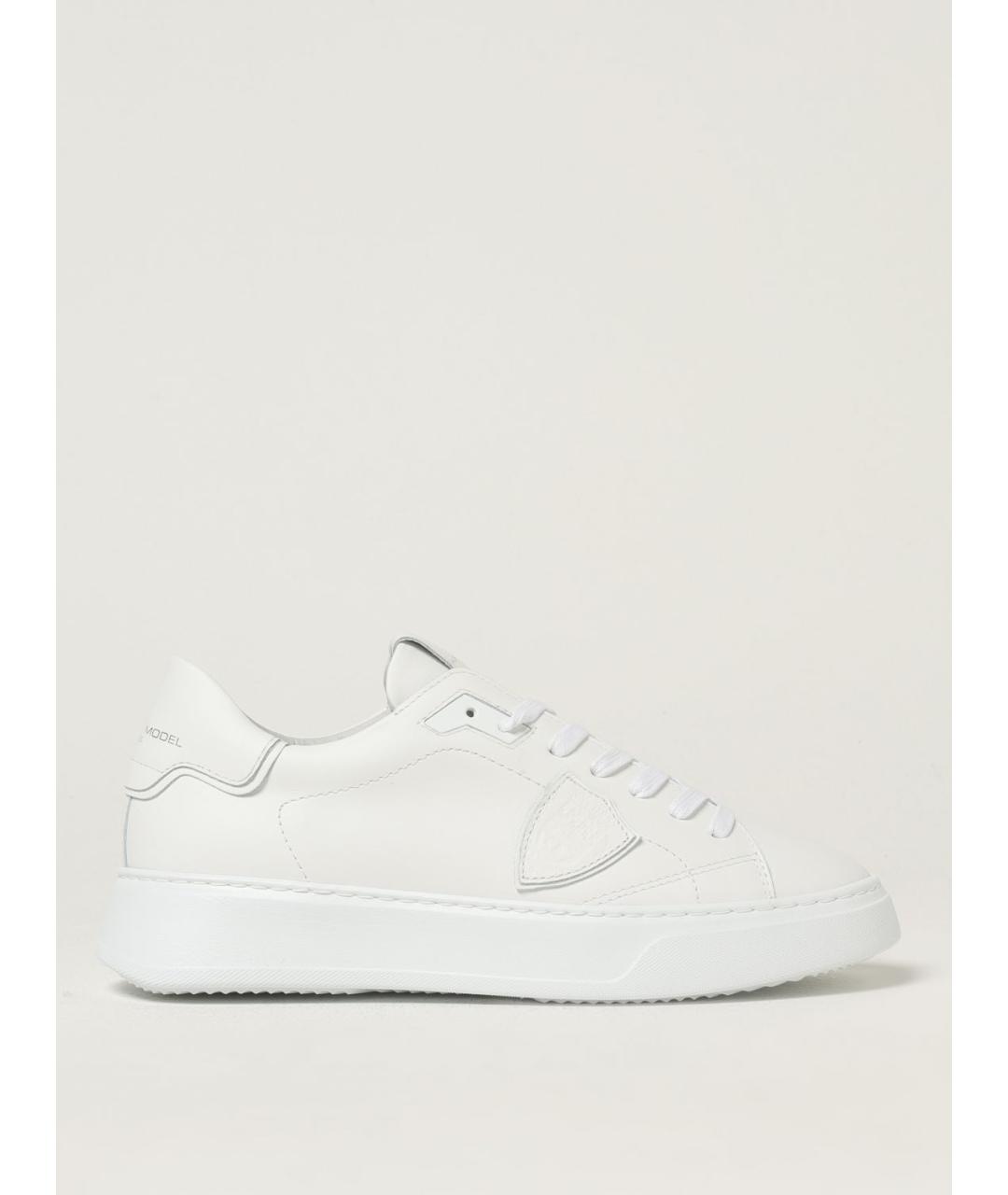 PHILIPPE MODEL Белые кожаные низкие кроссовки / кеды, фото 4