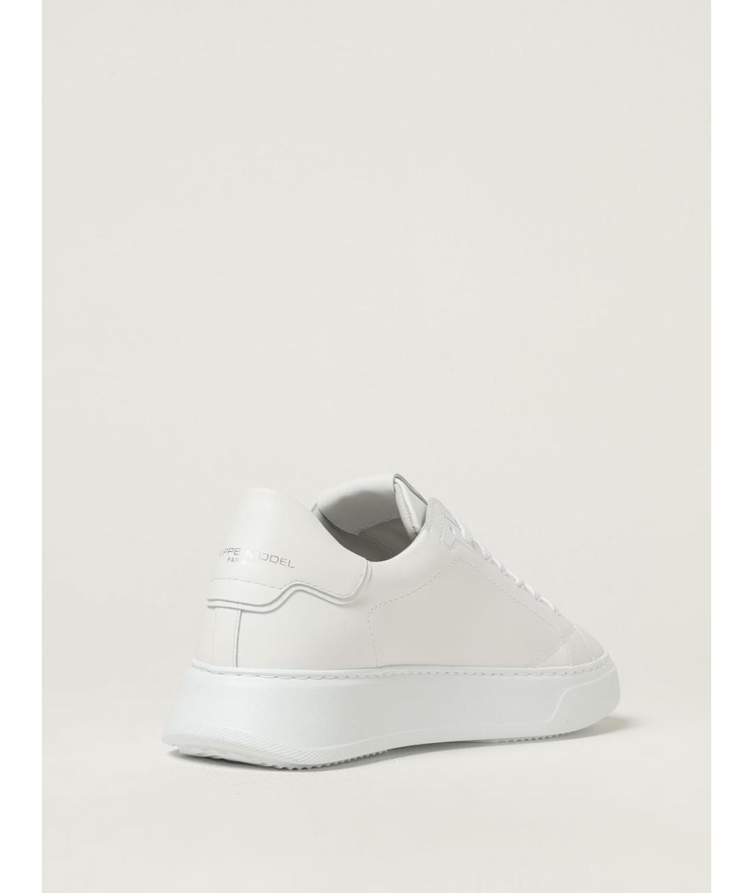 PHILIPPE MODEL Белые кожаные низкие кроссовки / кеды, фото 3