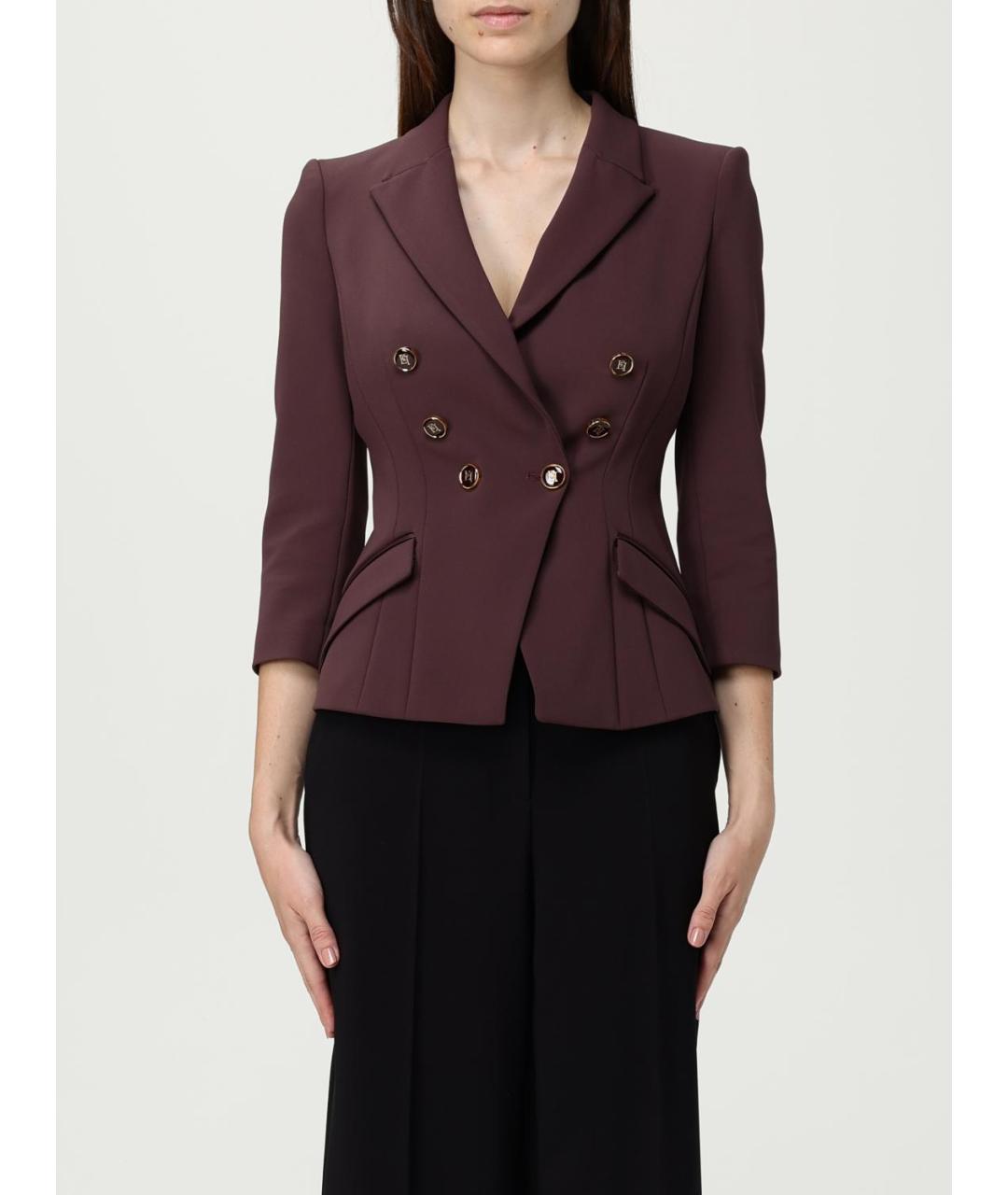 ELISABETTA FRANCHI Бордовый полиэстеровый жакет/пиджак, фото 2