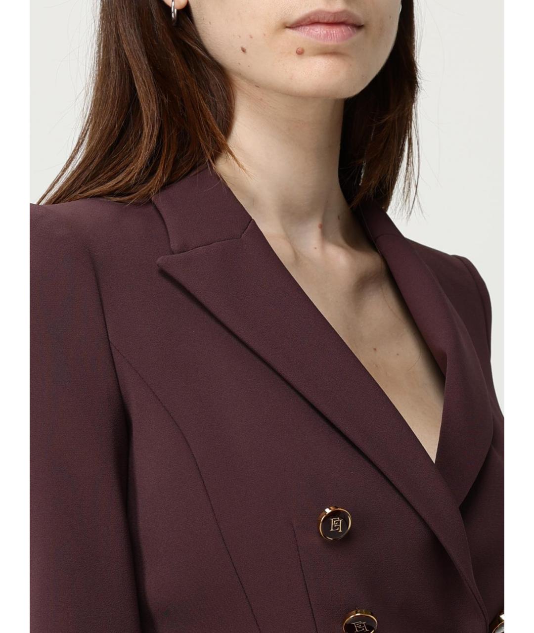 ELISABETTA FRANCHI Бордовый полиэстеровый жакет/пиджак, фото 5
