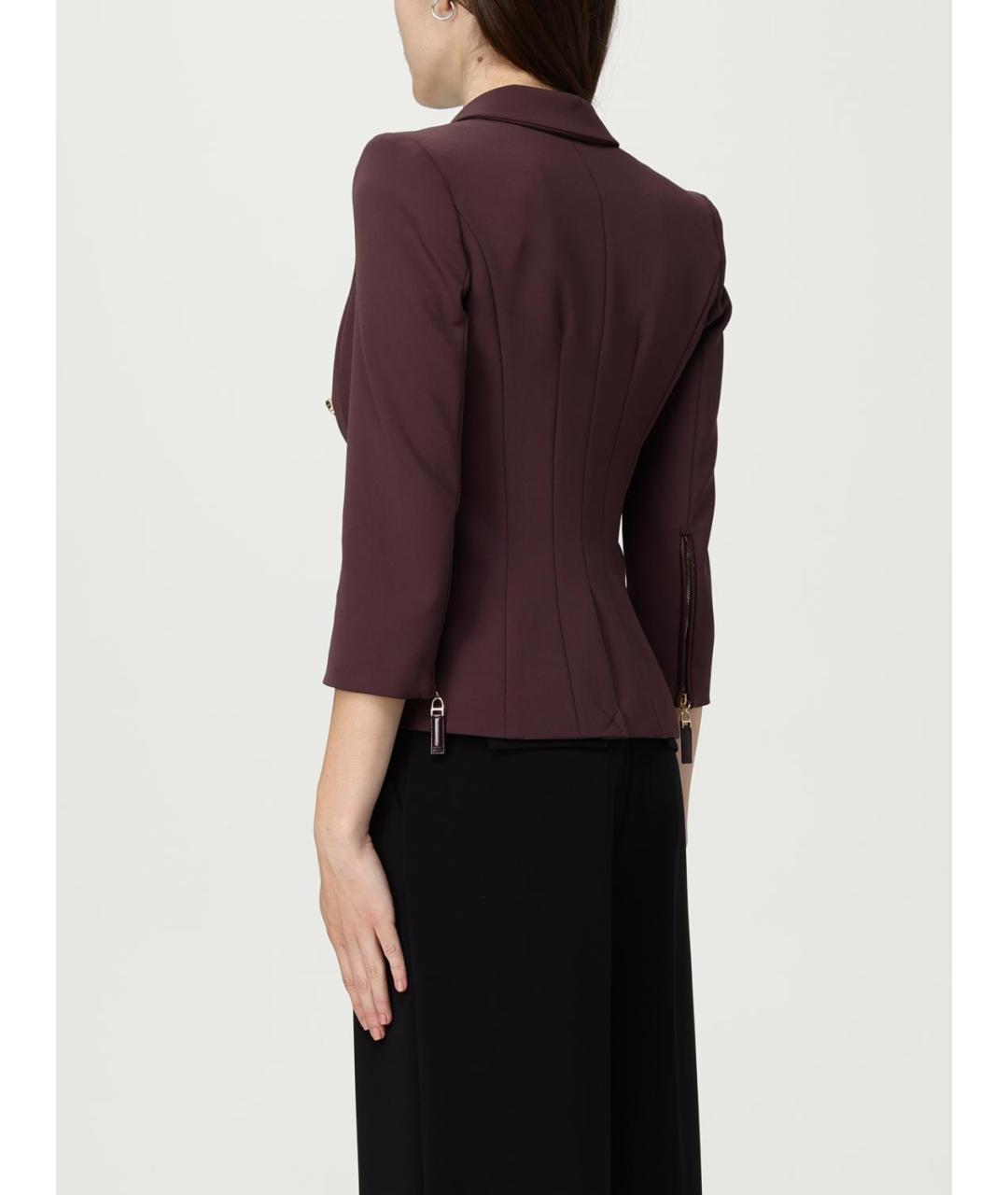 ELISABETTA FRANCHI Бордовый полиэстеровый жакет/пиджак, фото 3