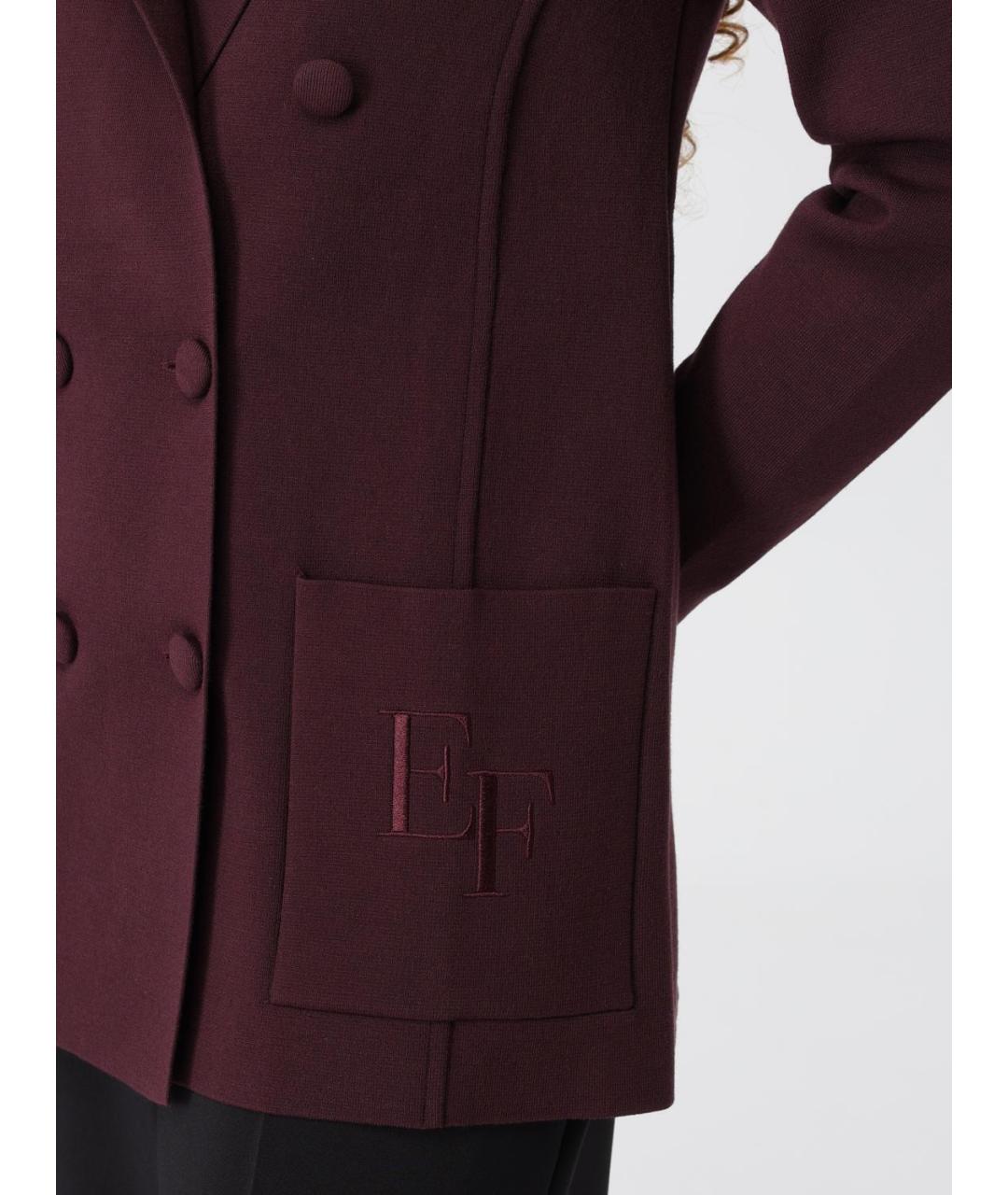 ELISABETTA FRANCHI Бордовое вискозное пальто, фото 5