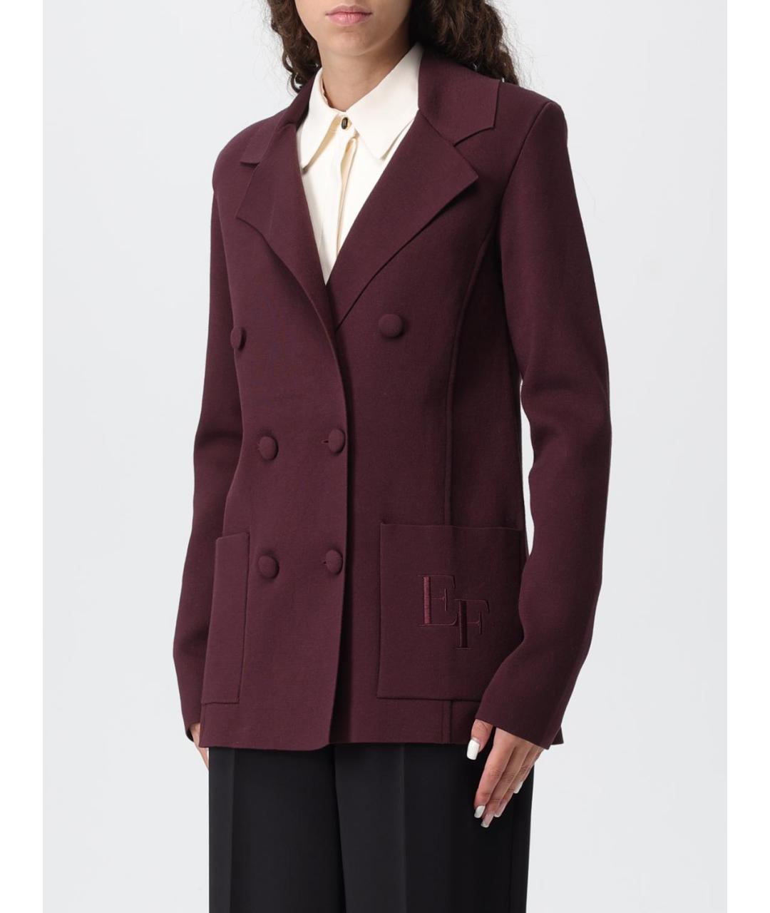 ELISABETTA FRANCHI Бордовое вискозное пальто, фото 4