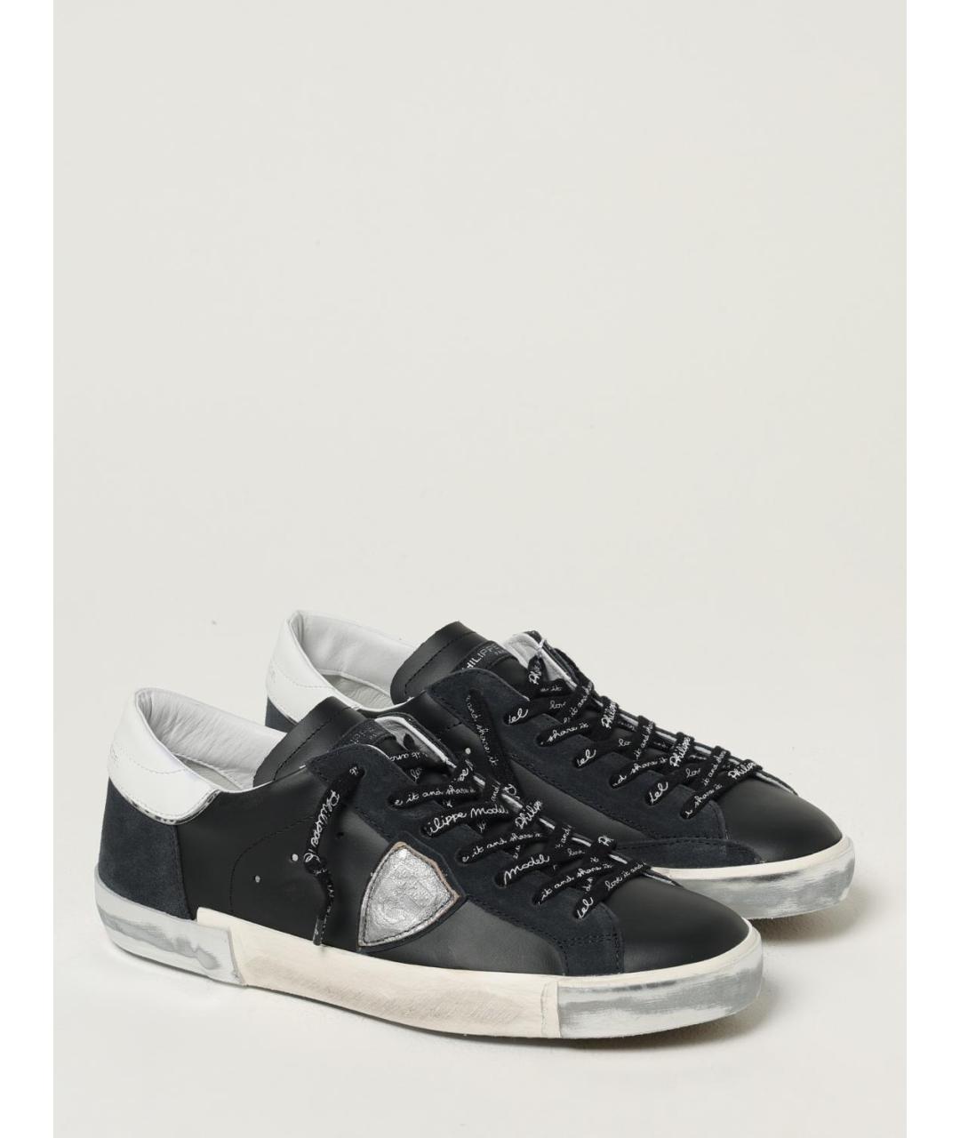 PHILIPPE MODEL Черные кожаные низкие кроссовки / кеды, фото 2