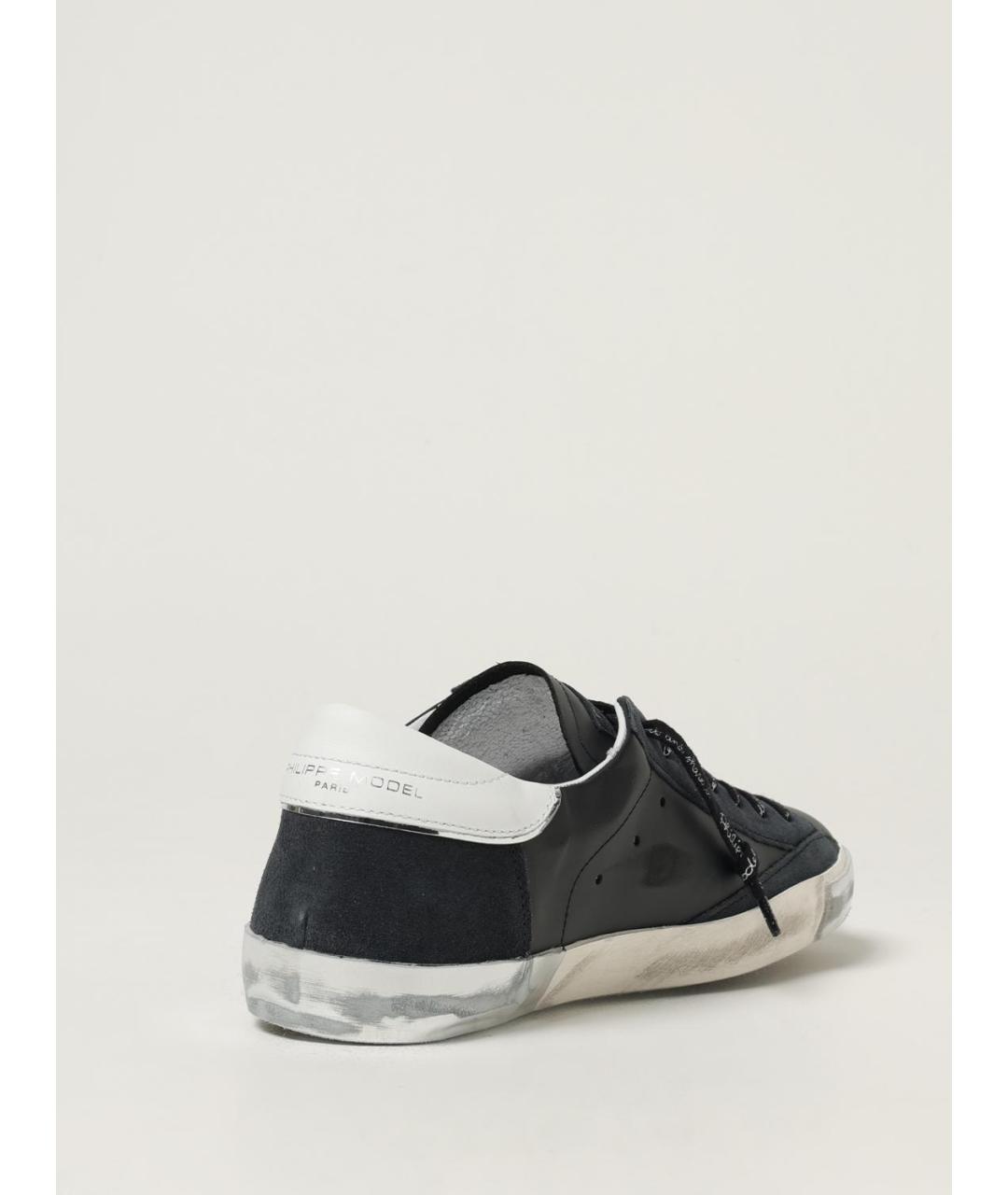 PHILIPPE MODEL Черные кожаные низкие кроссовки / кеды, фото 3