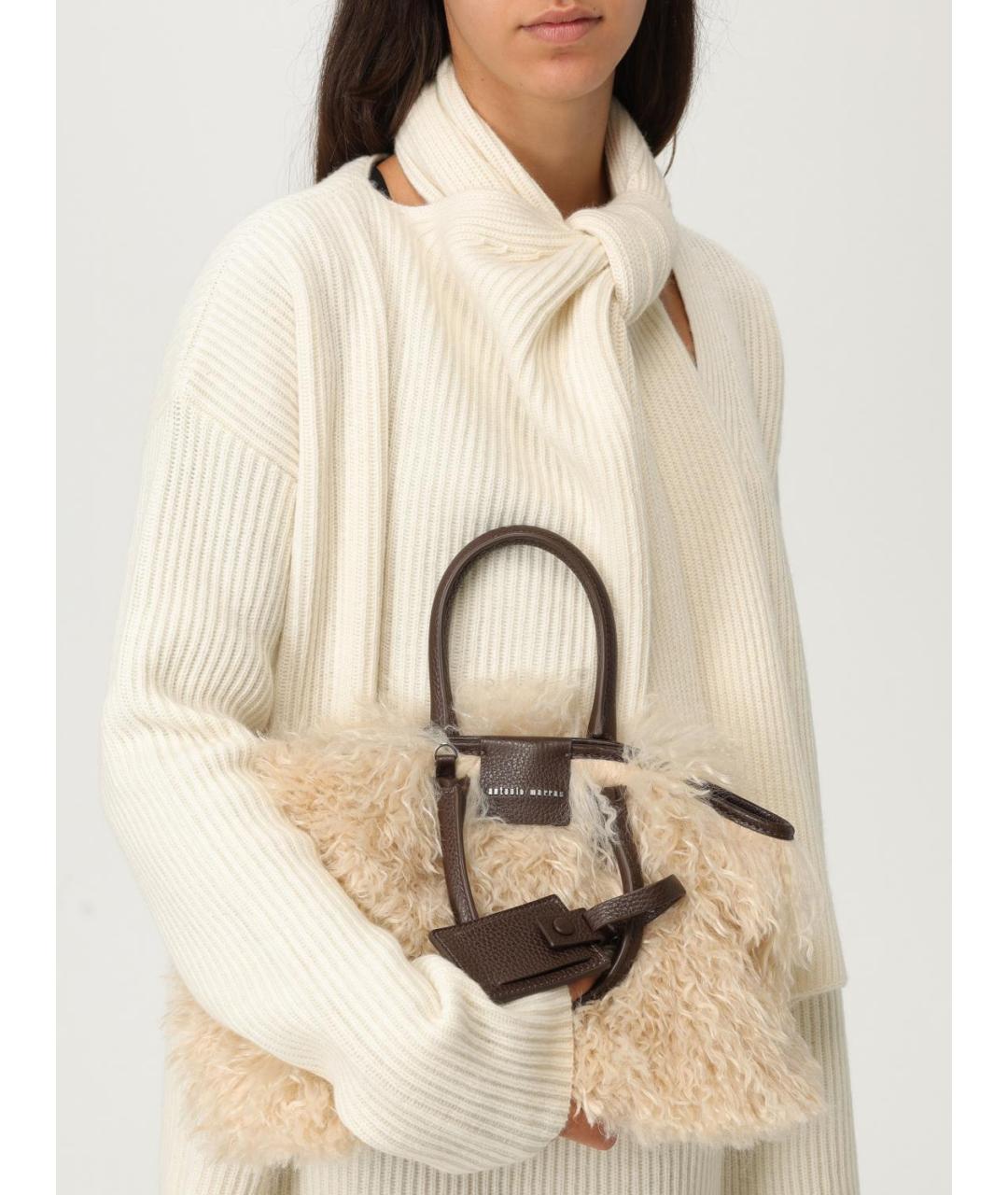 ANTONIO MARRAS Бежевая синтетическая сумка тоут, фото 2