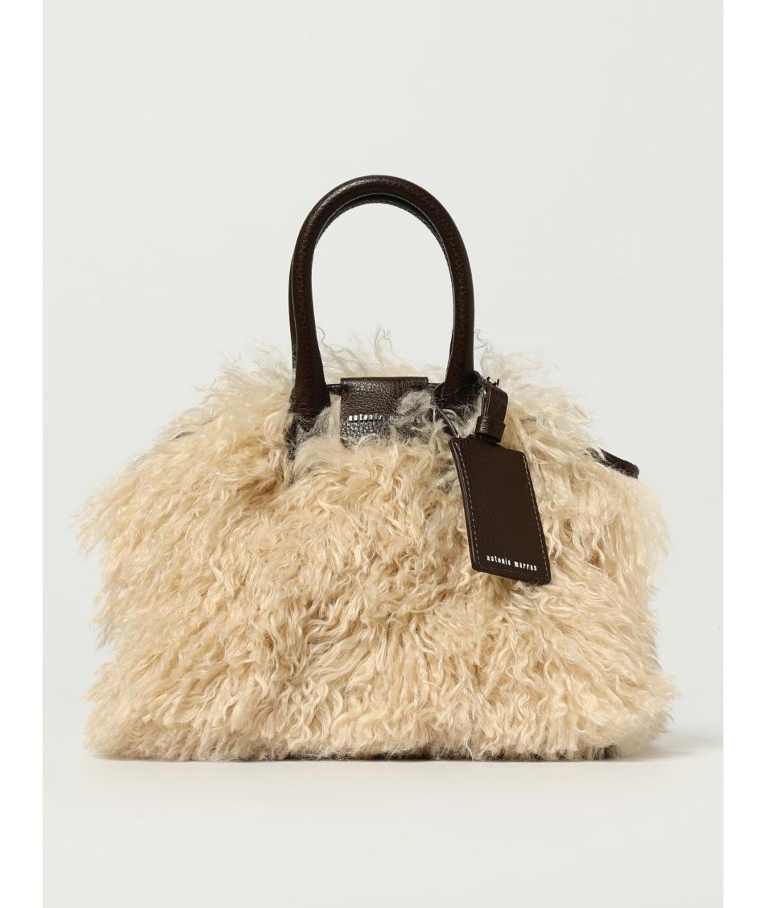 ANTONIO MARRAS Бежевая синтетическая сумка тоут, фото 6