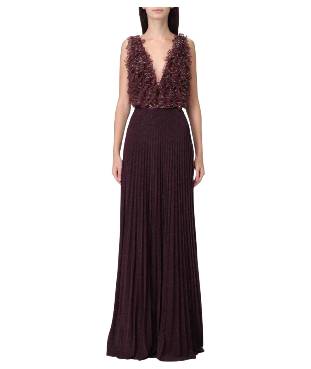 ELISABETTA FRANCHI Бордовое вискозное вечернее платье, фото 1