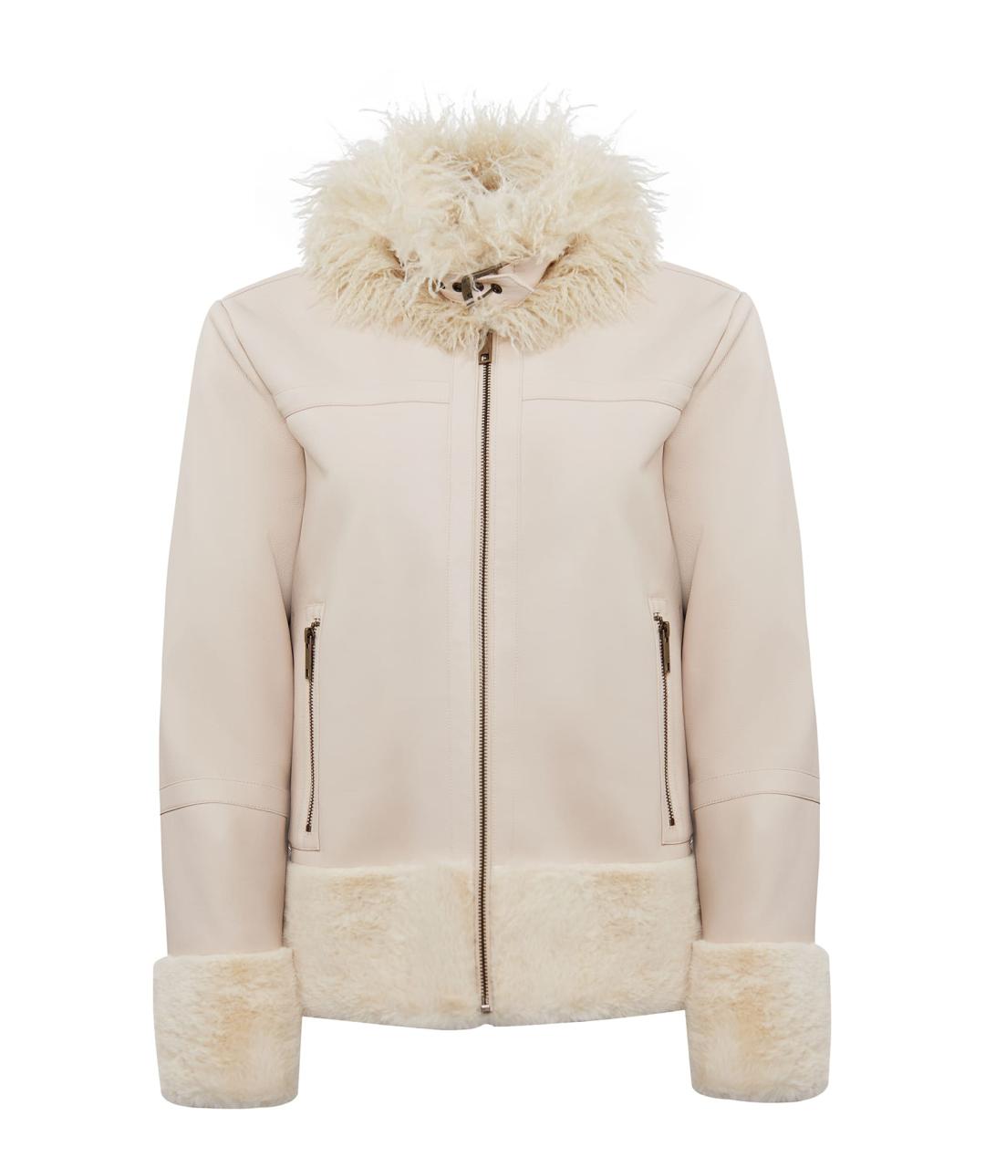 TWIN-SET Бежевая полиэстеровая дубленка, фото 1