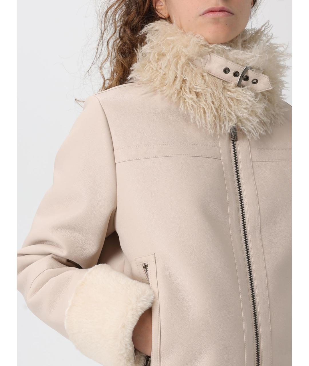 TWIN-SET Бежевая полиэстеровая дубленка, фото 5