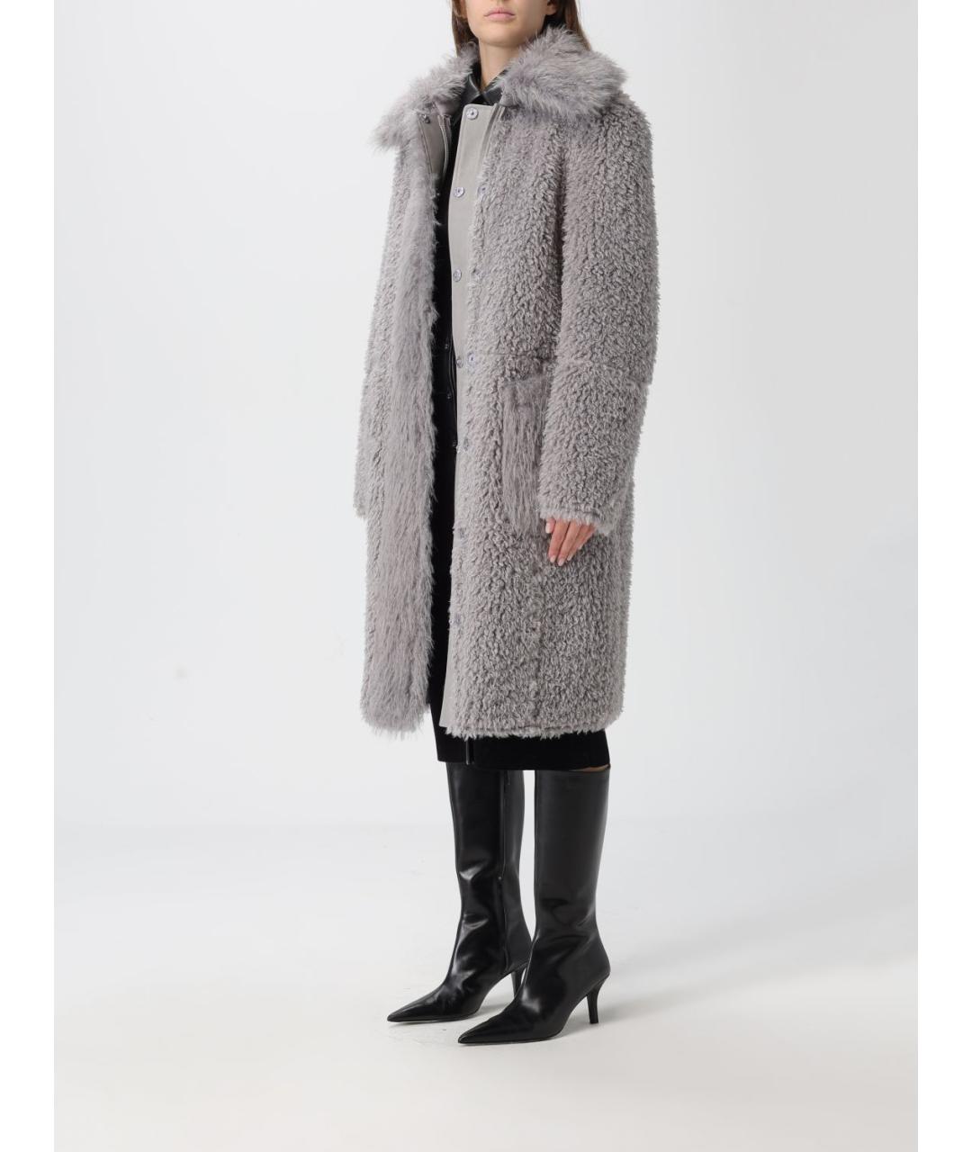 PATRIZIA PEPE Серебряное полиэстеровое пальто, фото 4