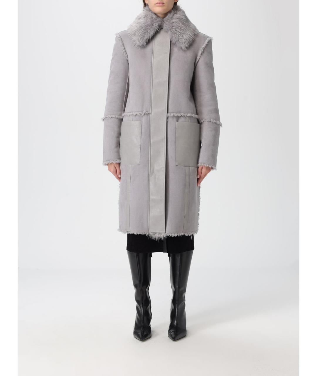 PATRIZIA PEPE Серебряное полиэстеровое пальто, фото 2