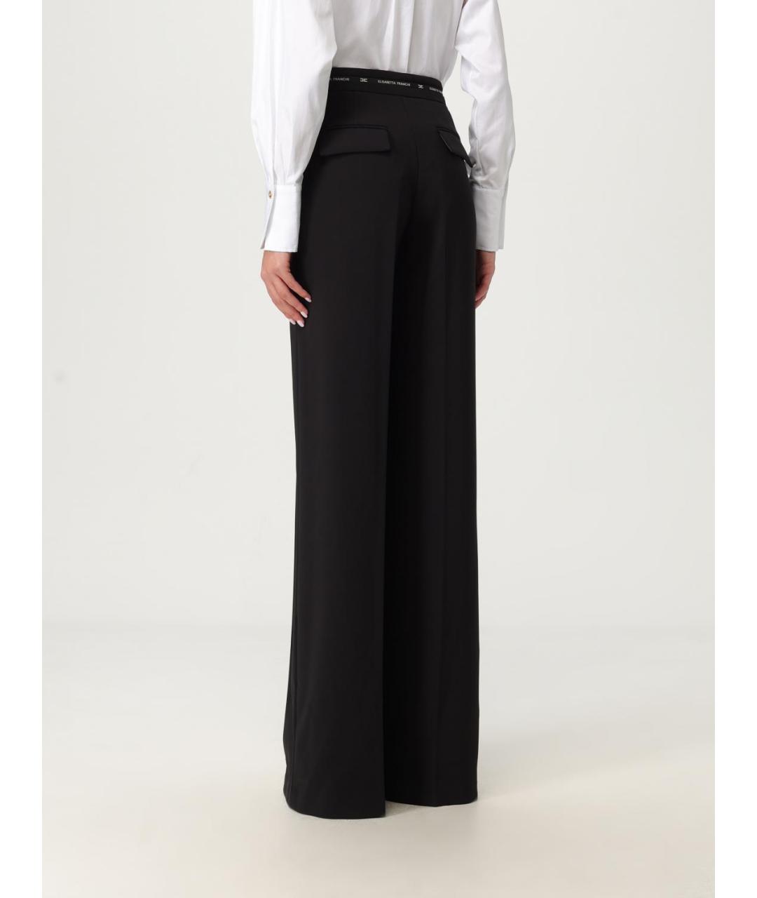 ELISABETTA FRANCHI Черные полиэстеровые брюки широкие, фото 3