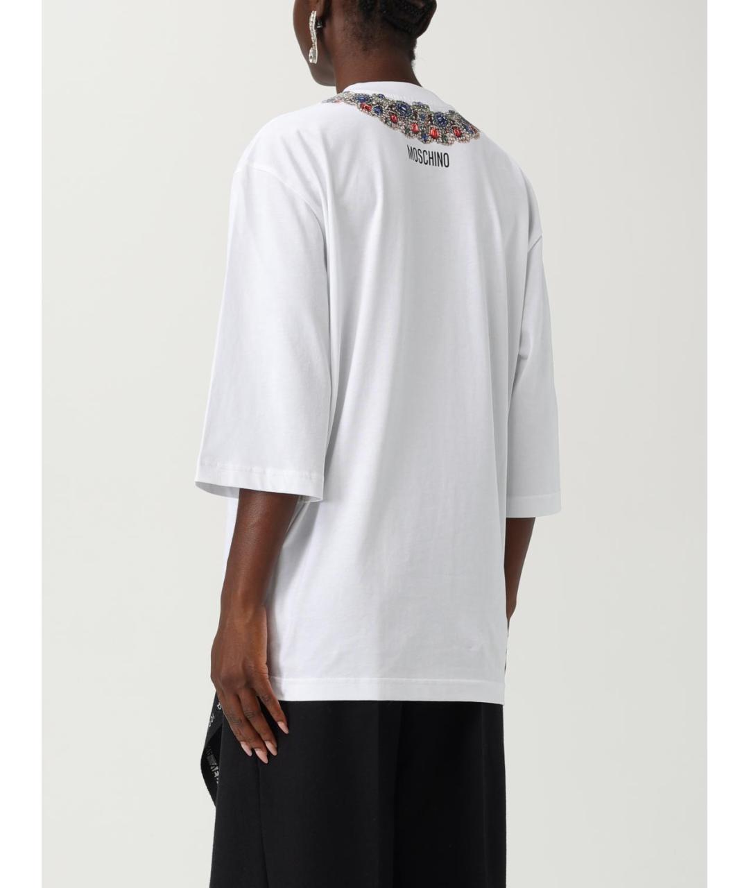 MOSCHINO Белая хлопковая футболка, фото 3
