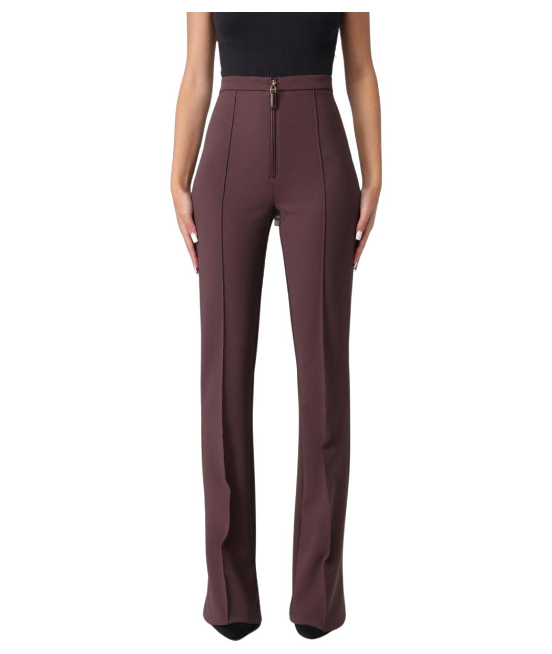 ELISABETTA FRANCHI Бордовые полиэстеровые брюки узкие, фото 1