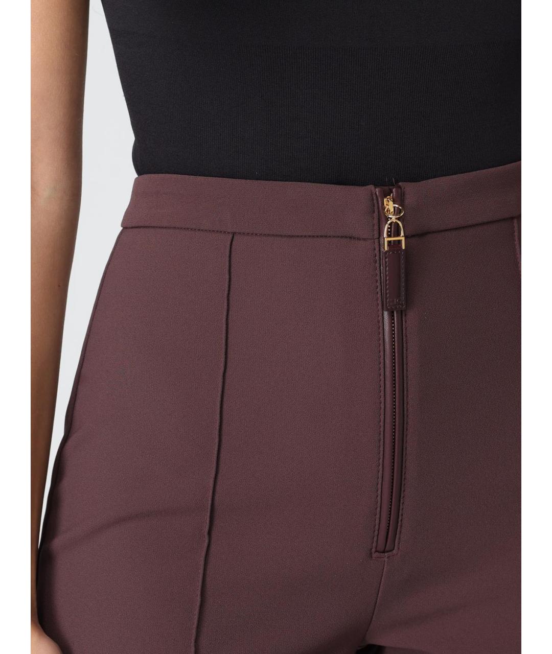 ELISABETTA FRANCHI Бордовые полиэстеровые брюки узкие, фото 3