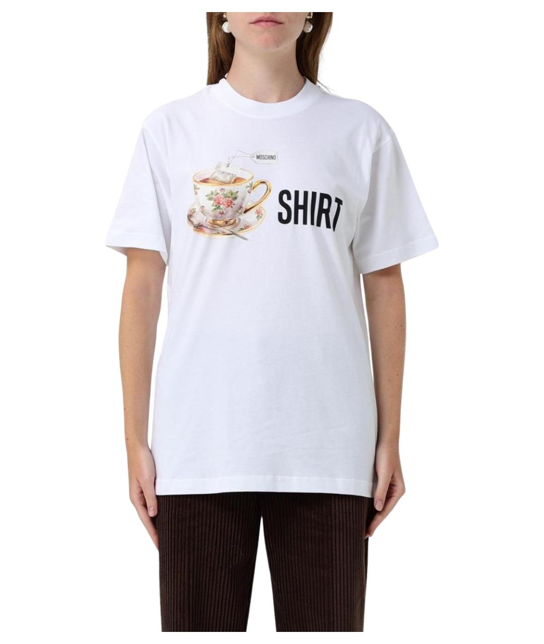 MOSCHINO Белая хлопковая футболка, фото 1