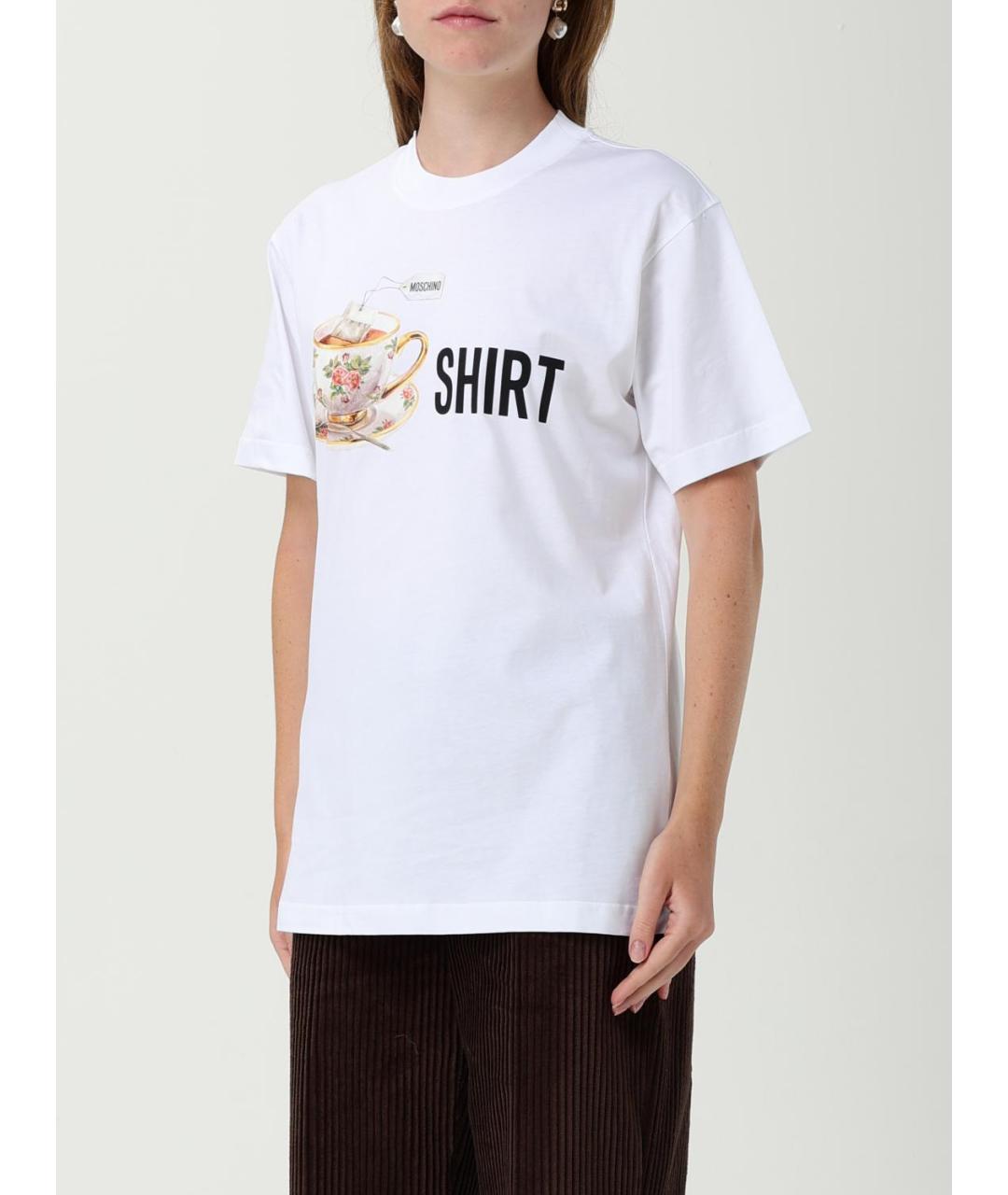 MOSCHINO Белая хлопковая футболка, фото 2