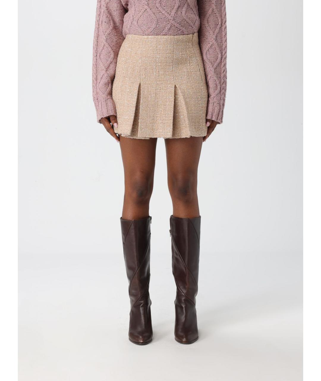 TWIN-SET Бежевая полиэстеровая юбка мини, фото 4