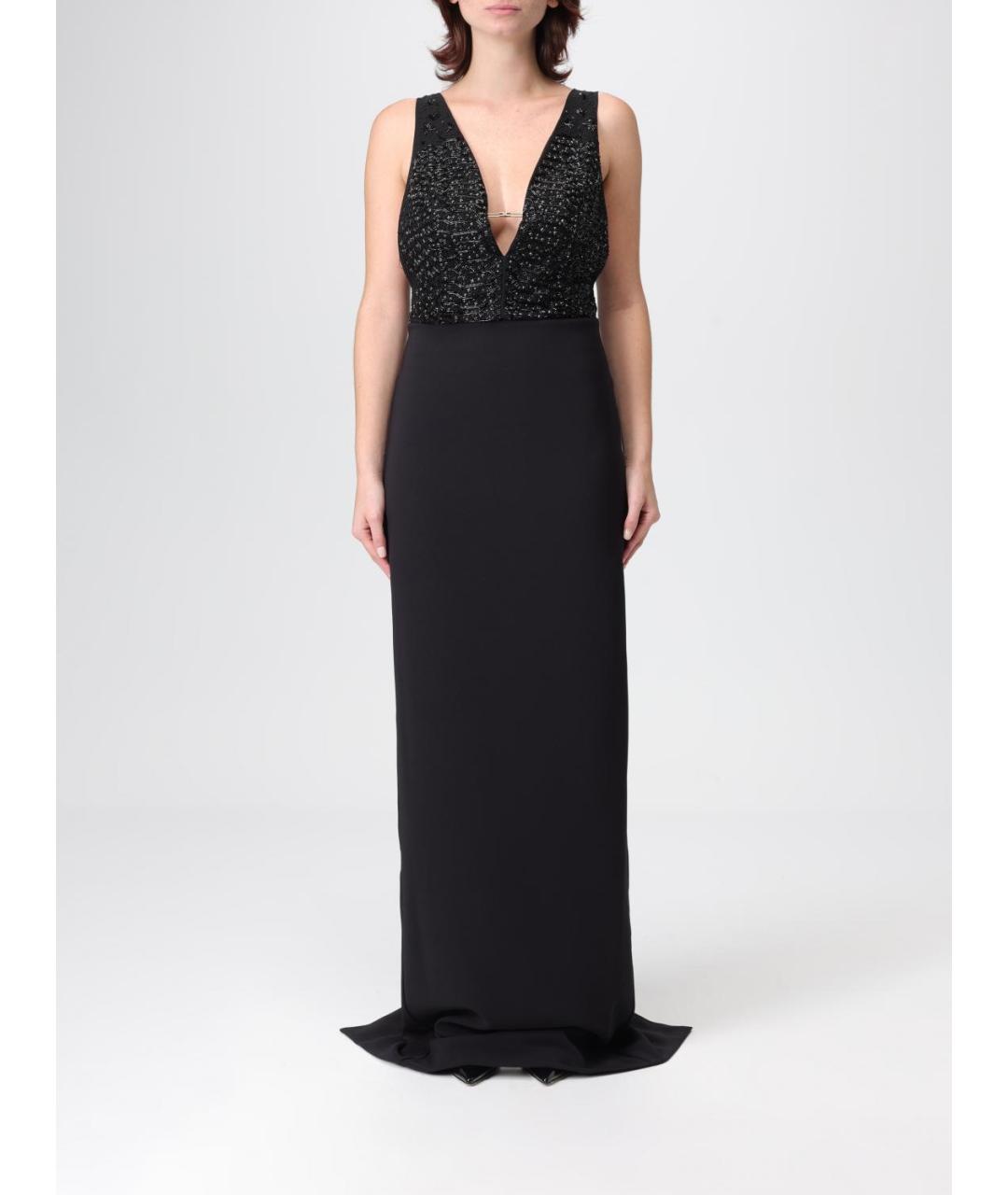 ELISABETTA FRANCHI Черное полиэстеровое вечернее платье, фото 4