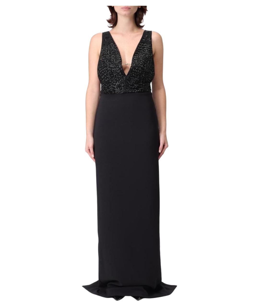 ELISABETTA FRANCHI Черное полиэстеровое вечернее платье, фото 1