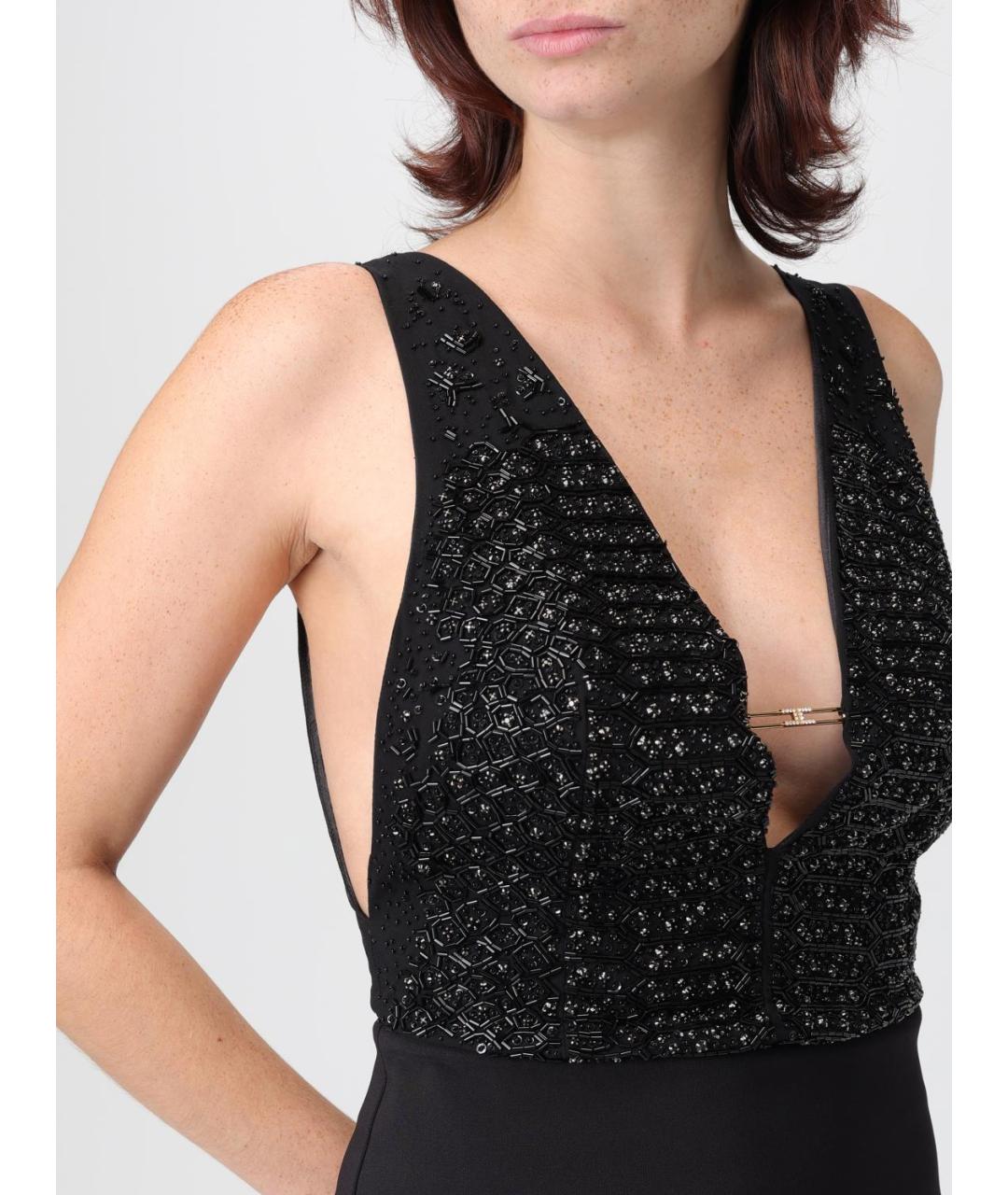 ELISABETTA FRANCHI Черное полиэстеровое вечернее платье, фото 3