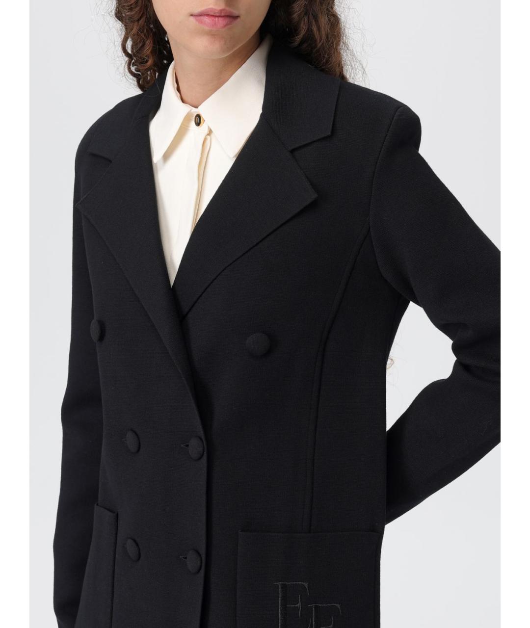 ELISABETTA FRANCHI Черное вискозное пальто, фото 4