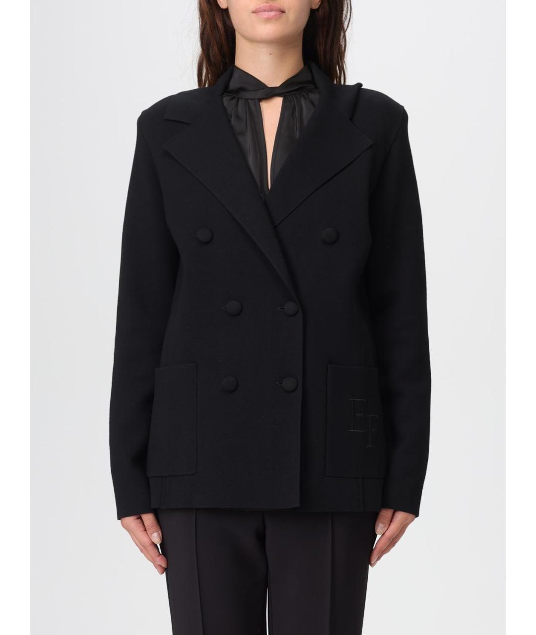 ELISABETTA FRANCHI Черное вискозное пальто, фото 1