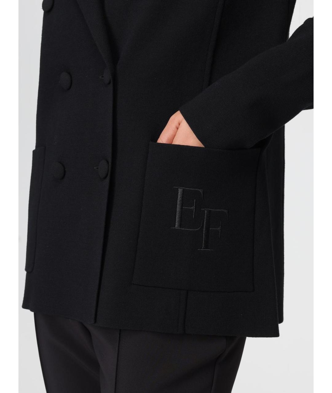 ELISABETTA FRANCHI Черное вискозное пальто, фото 3