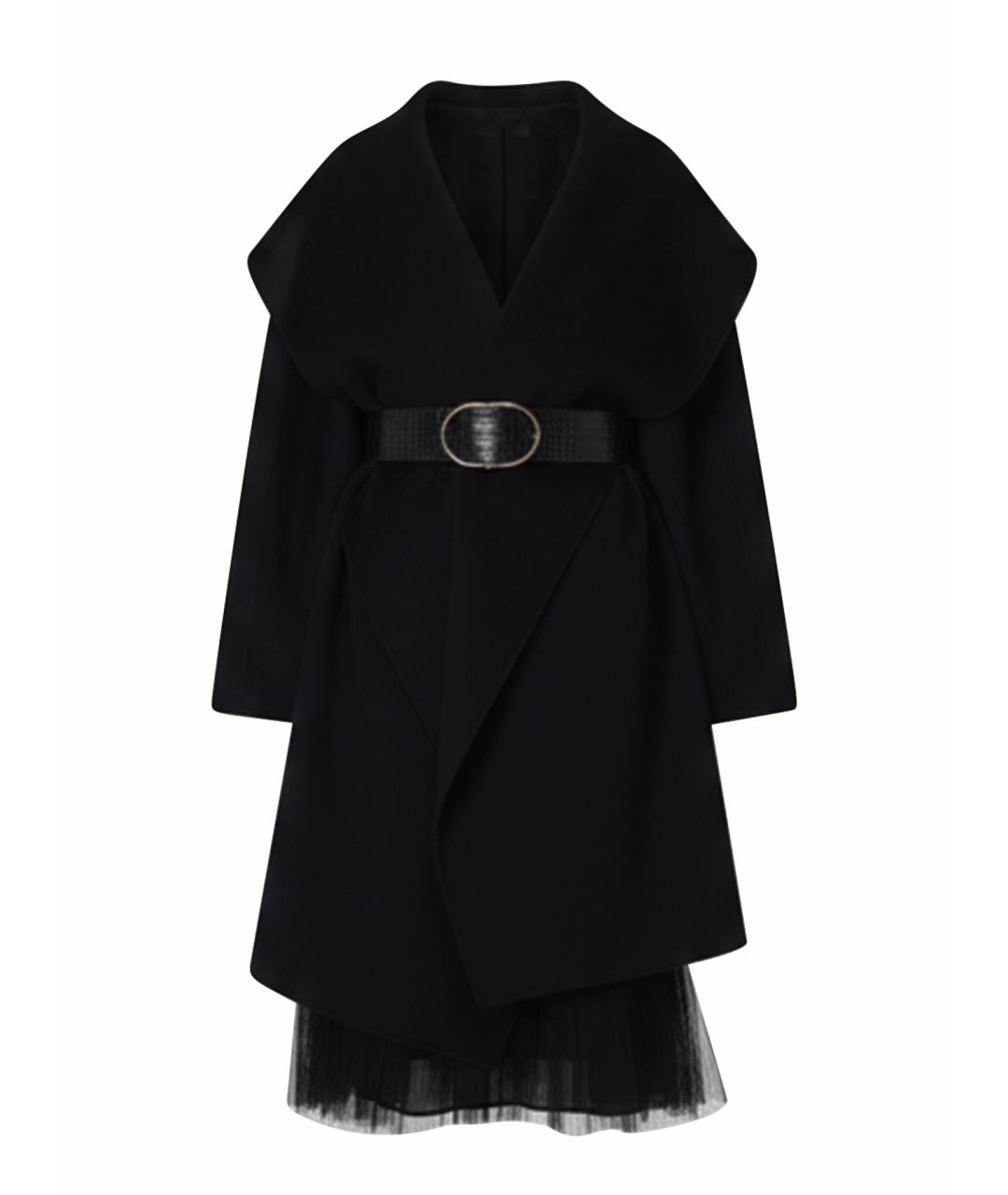 ELISABETTA FRANCHI Черное шерстяное пальто, фото 1