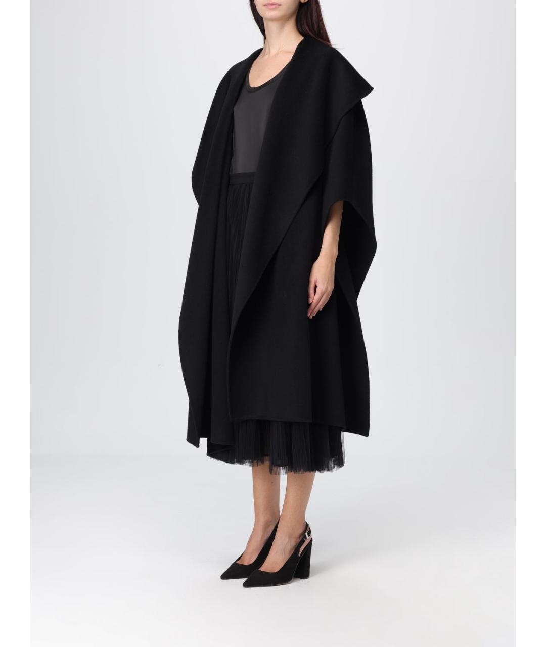 ELISABETTA FRANCHI Черное шерстяное пальто, фото 3