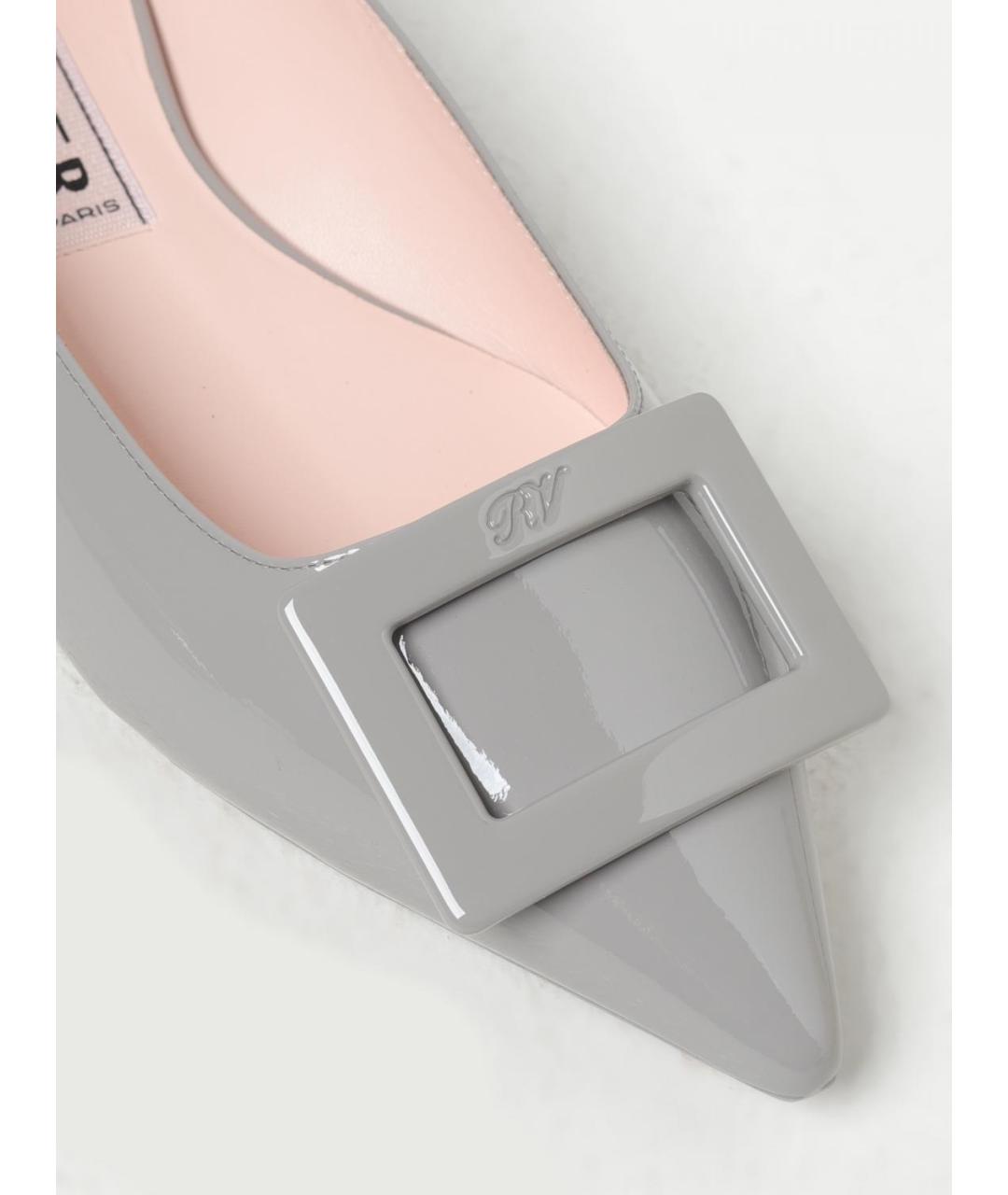 ROGER VIVIER Серые кожаные балетки, фото 4